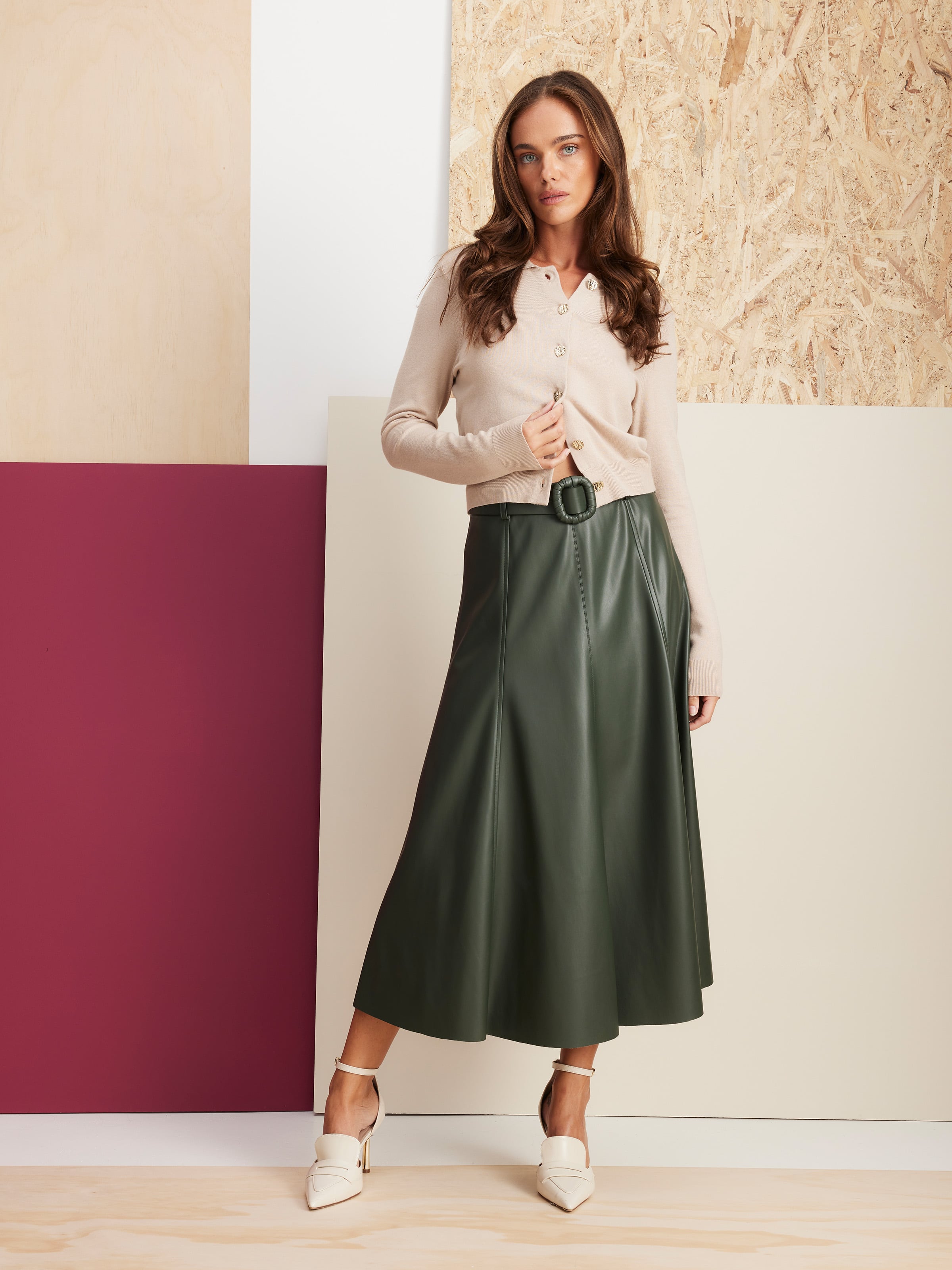 Leather midi skirt on sale australia