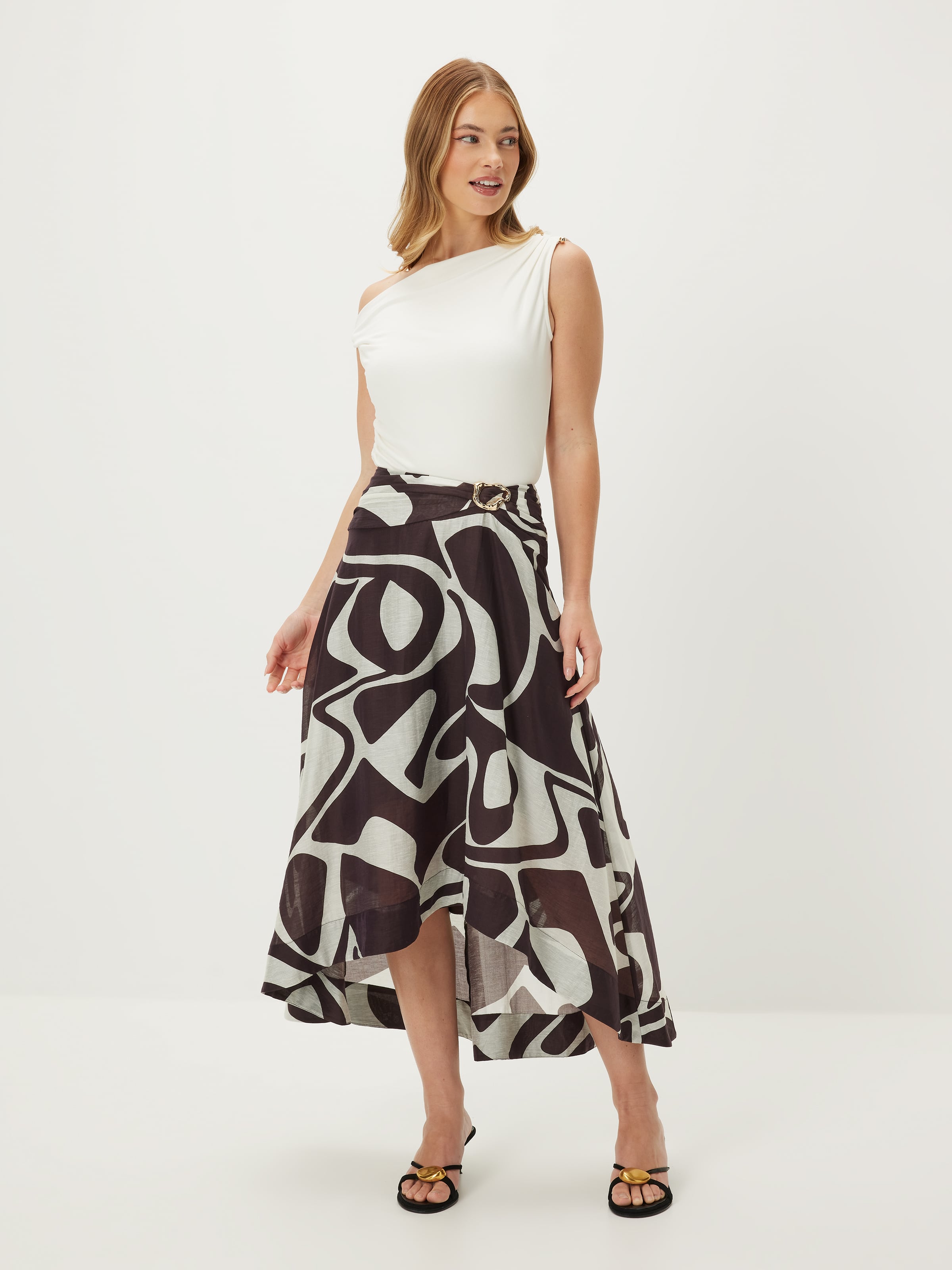 Curve Geo Wrap Midi Skirt