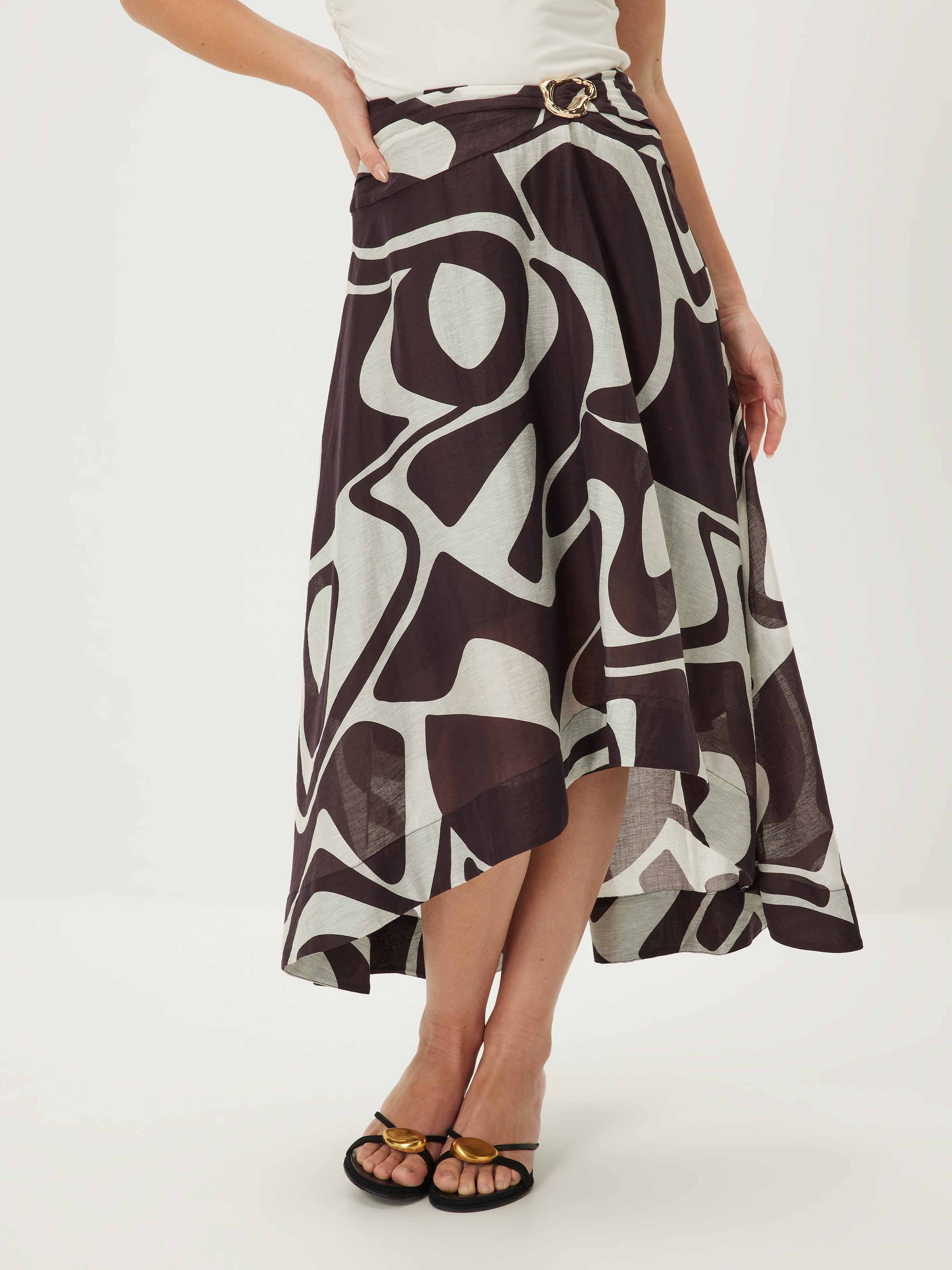 Curve Geo Wrap Midi Skirt