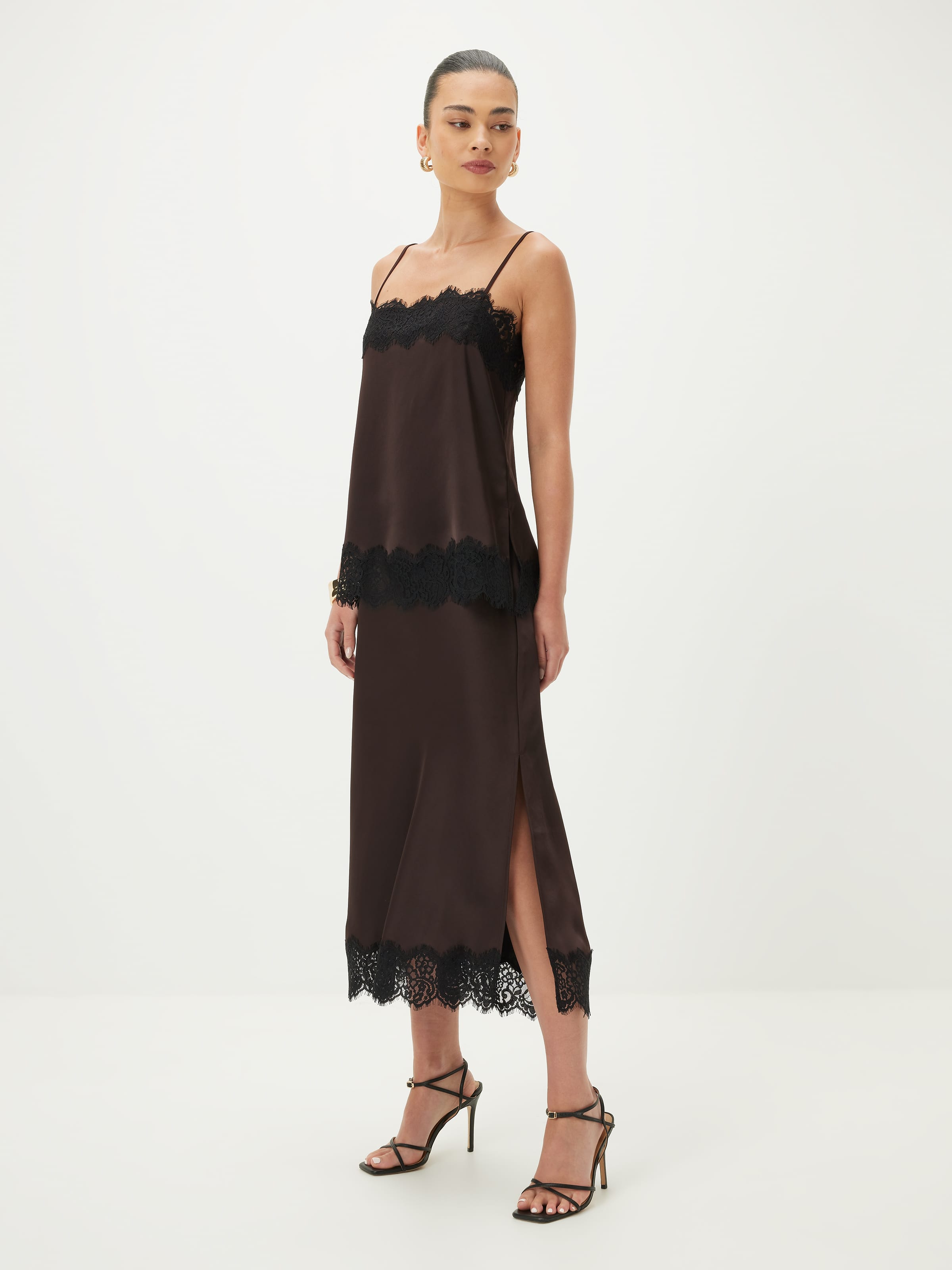 Sadie Lace Trim Satin Slip