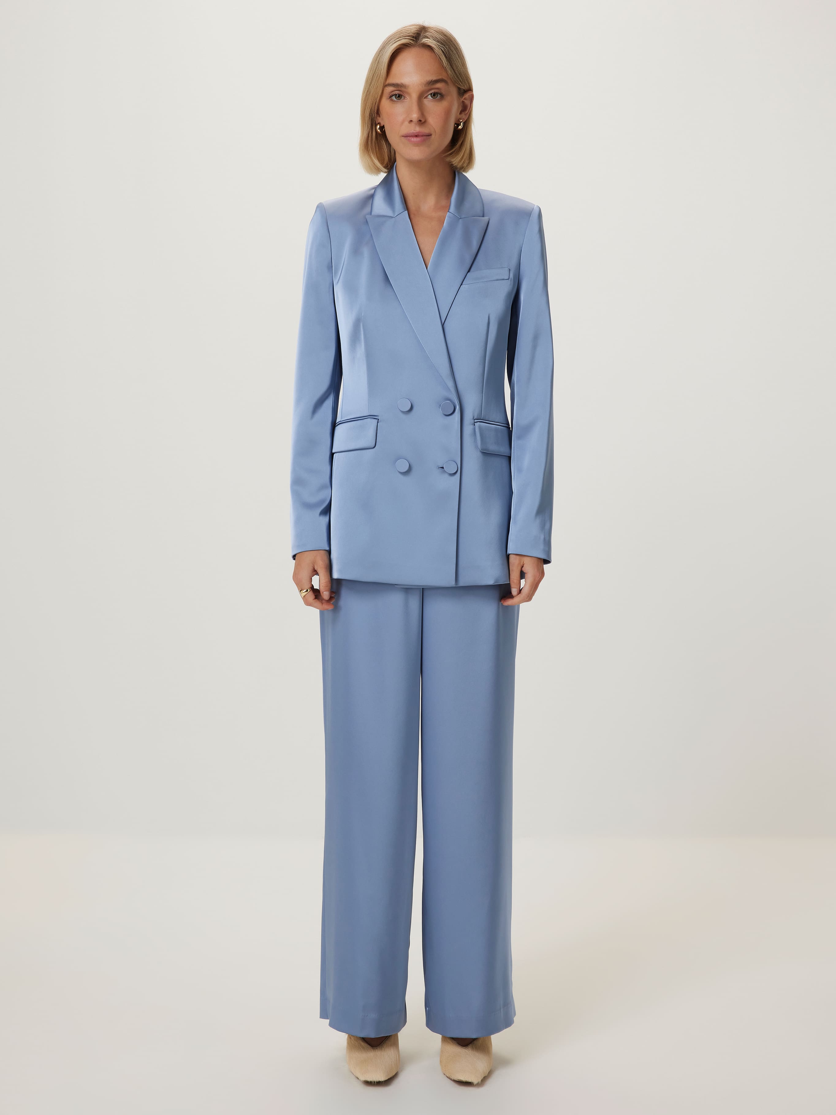 Love Triangle Double Breasted Satin Blazer