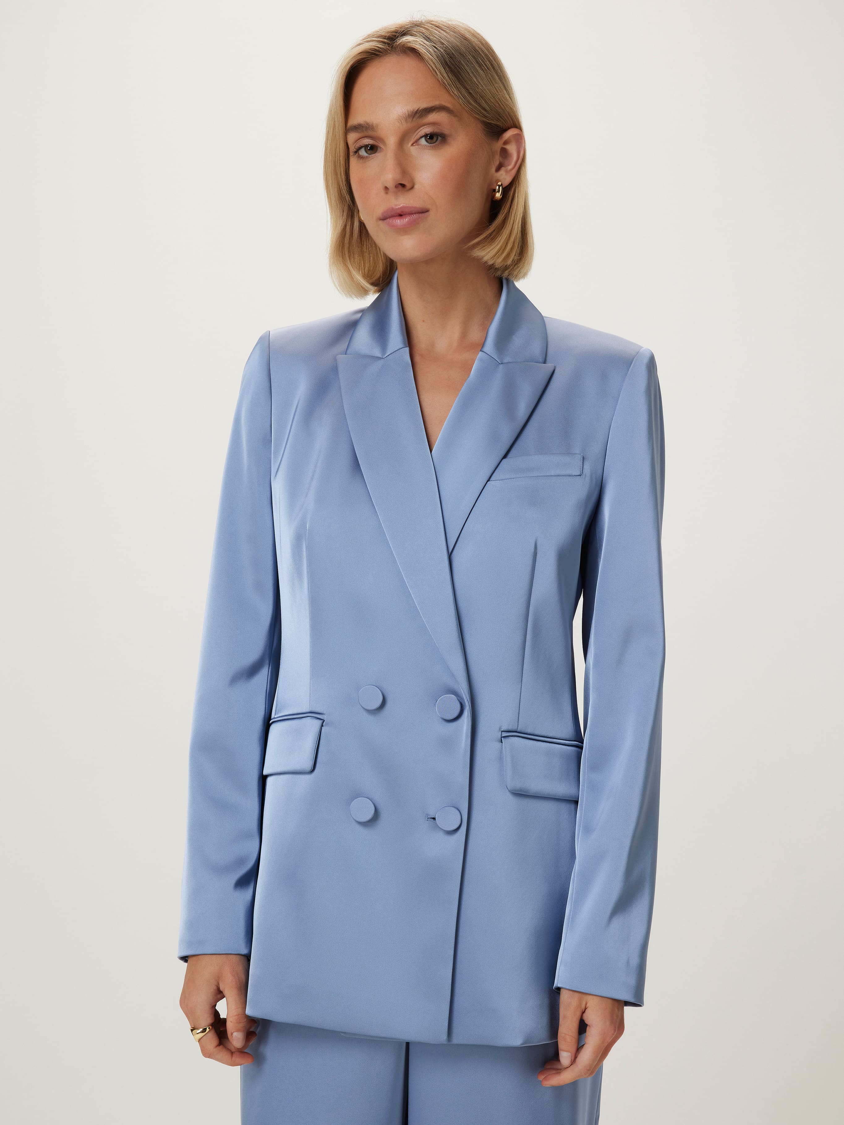 Love Triangle Double Breasted Satin Blazer