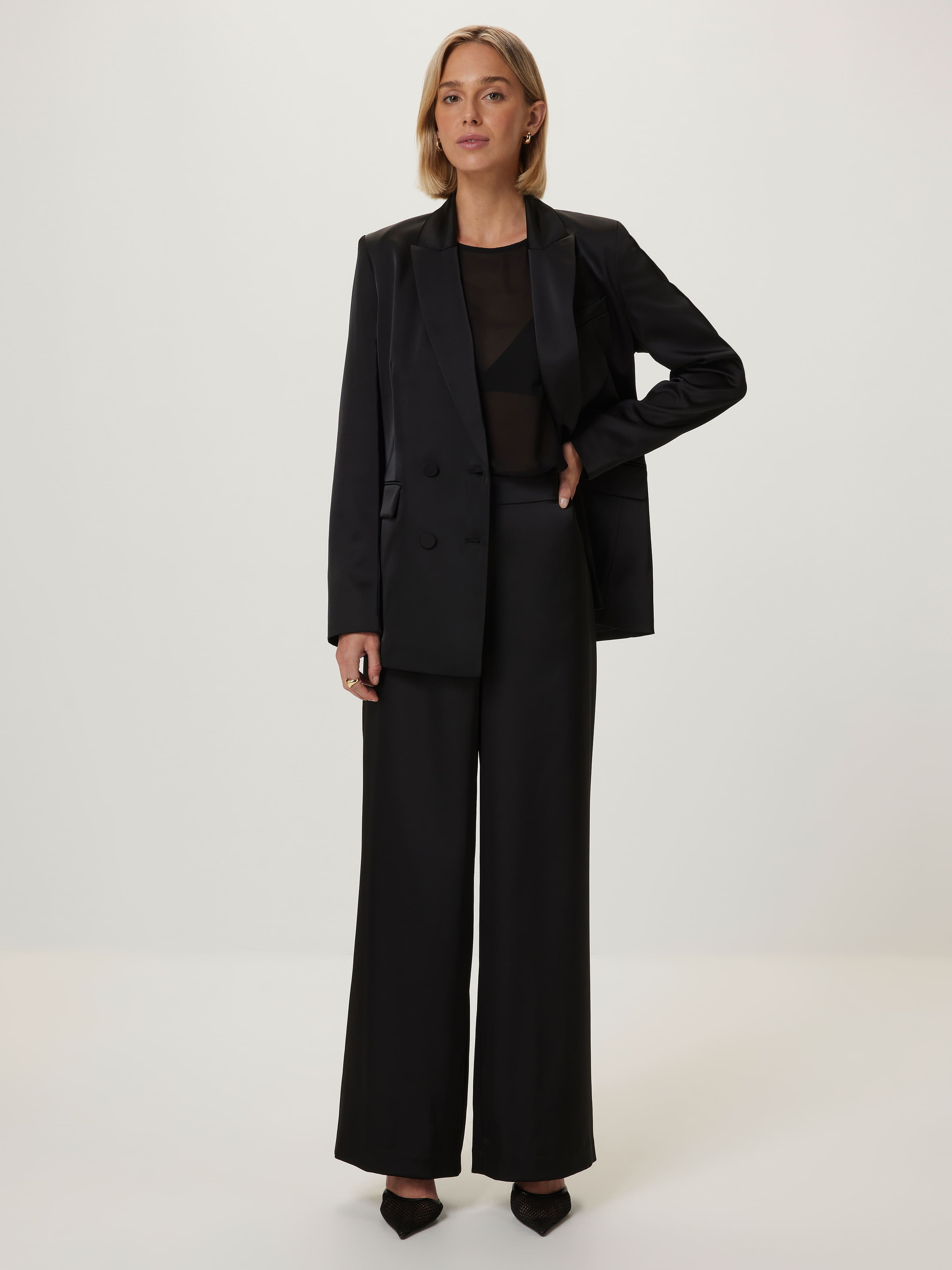 Love Triangle Double Breasted Satin Blazer