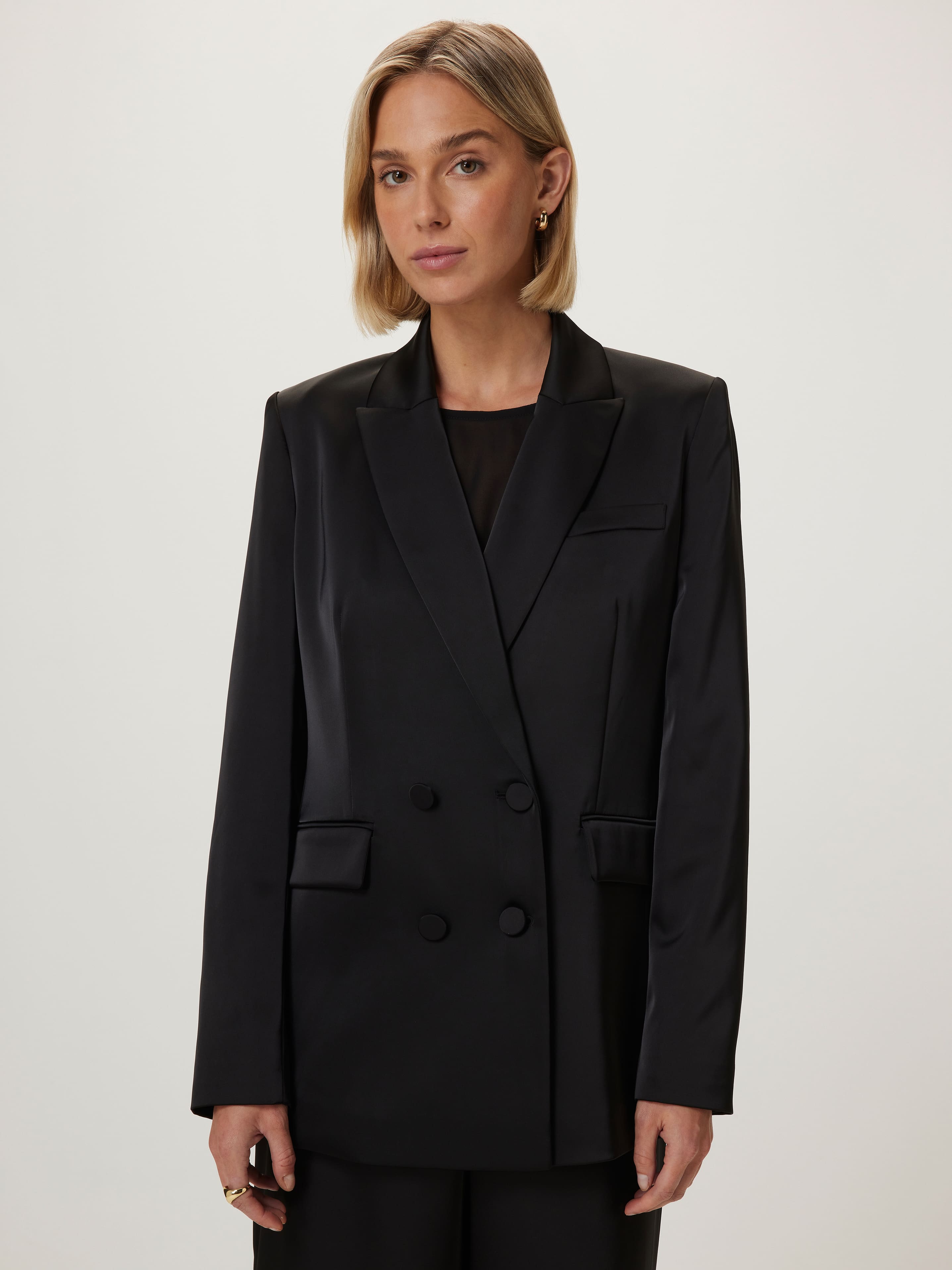 Love Triangle Double Breasted Satin Blazer