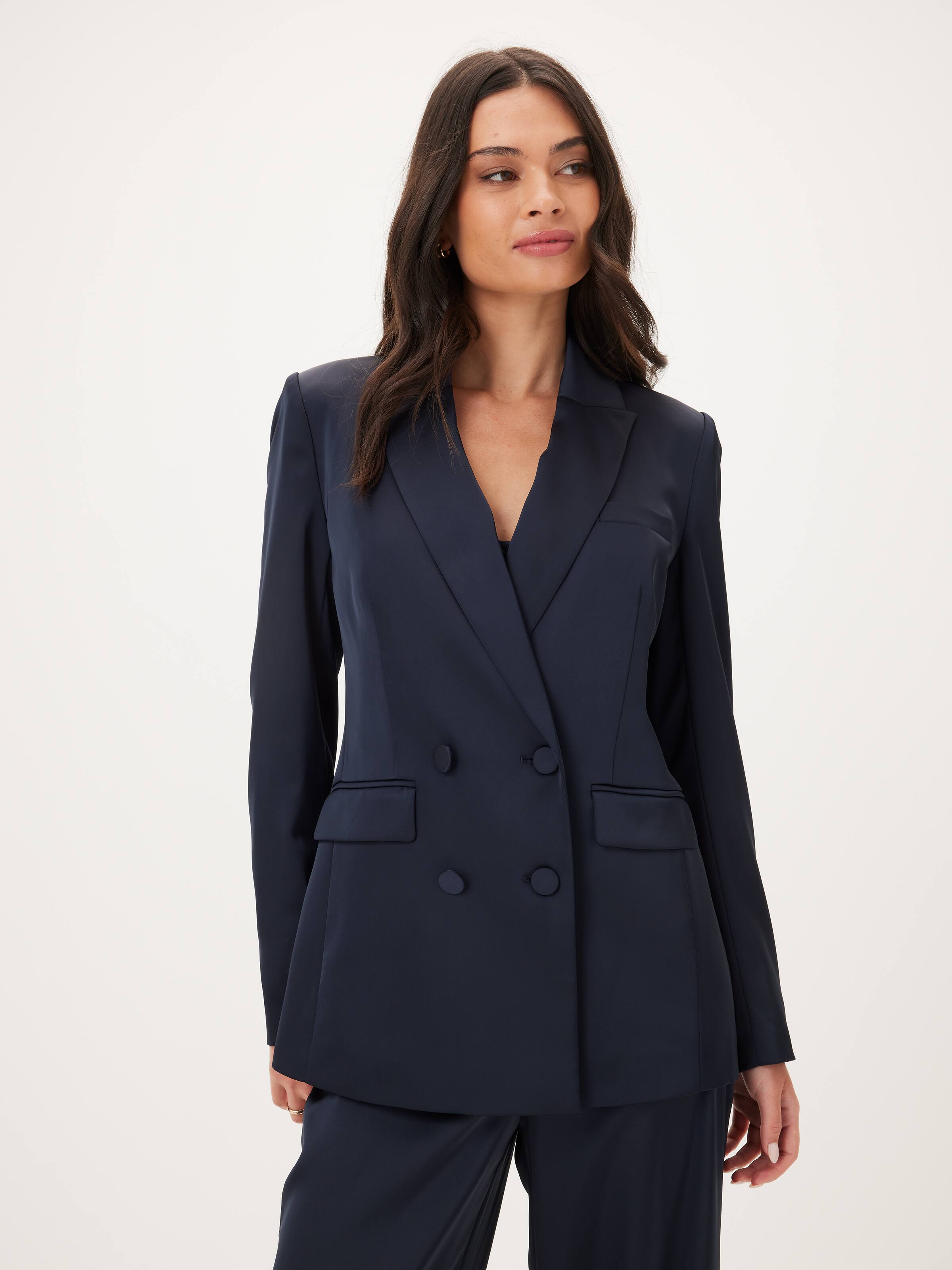 Love Triangle Double Breasted Satin Blazer