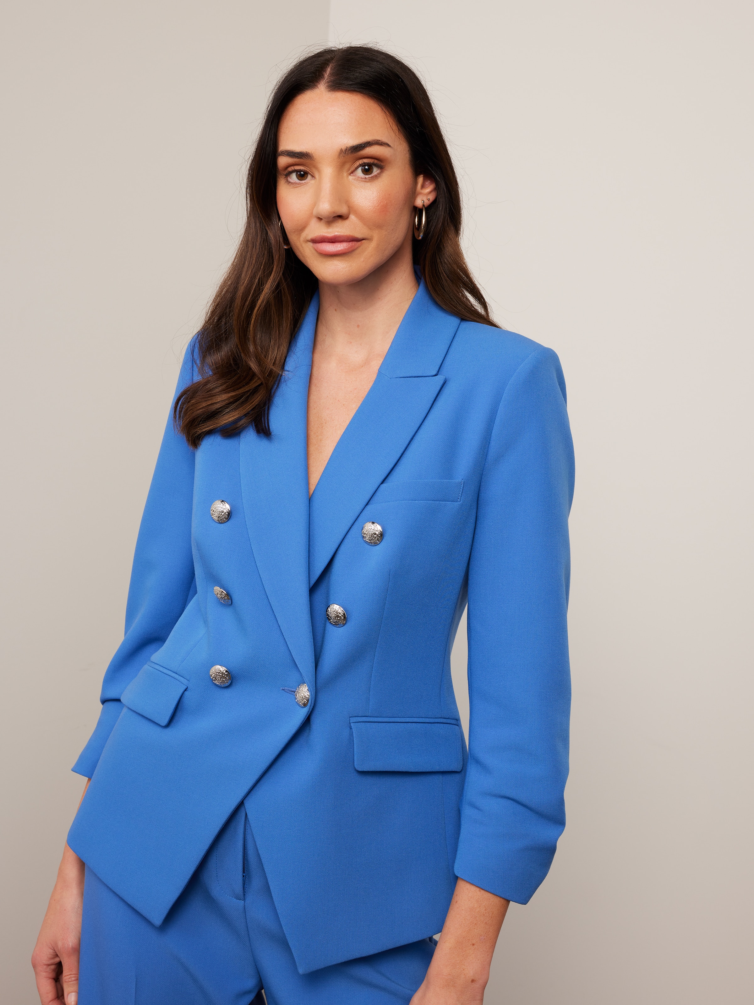 LBECLEY Suits for Women Womens Two Piece Lapels Suit Set Office Business  Long Sleeve Formal Jacket Pant Suit Slim Fit Trouser Jacket Suit with Waist  Belt Pant Suit Junior Blue S 