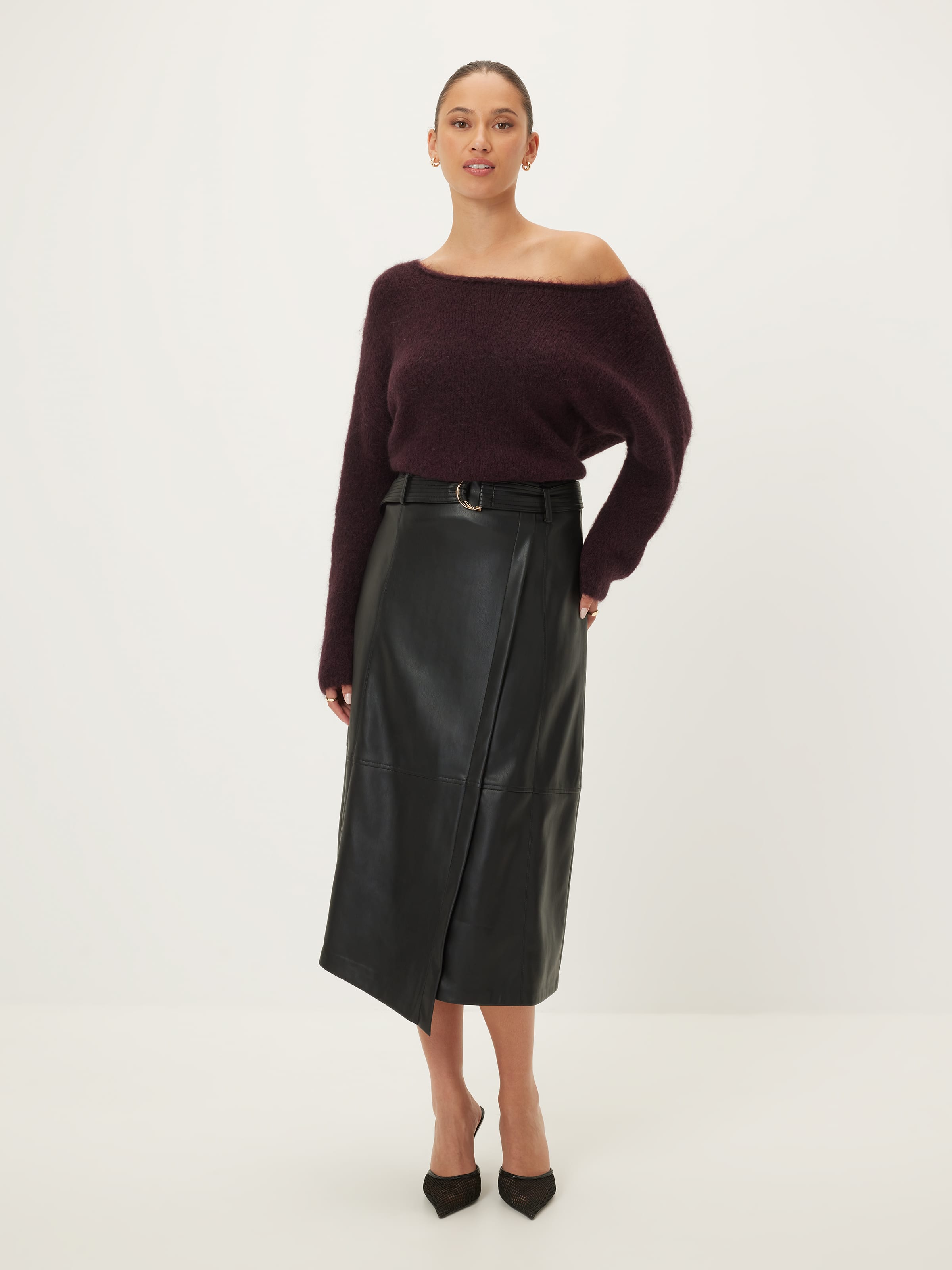 Call Me Maybe Faux Leather Wrap Skirt