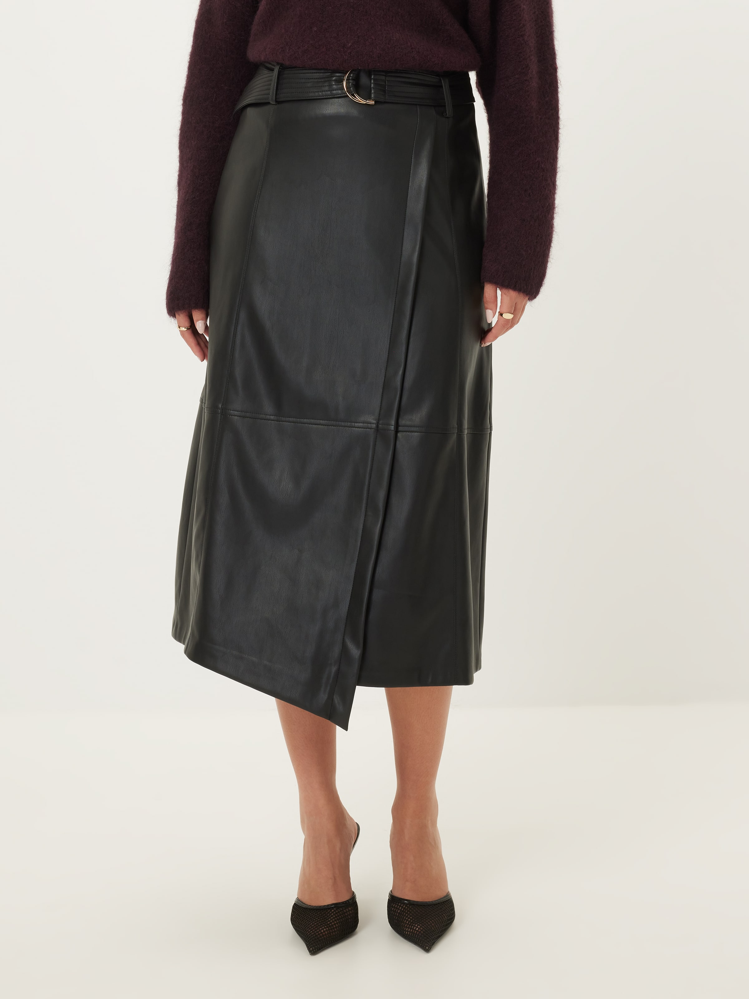 Call Me Maybe Faux Leather Wrap Skirt