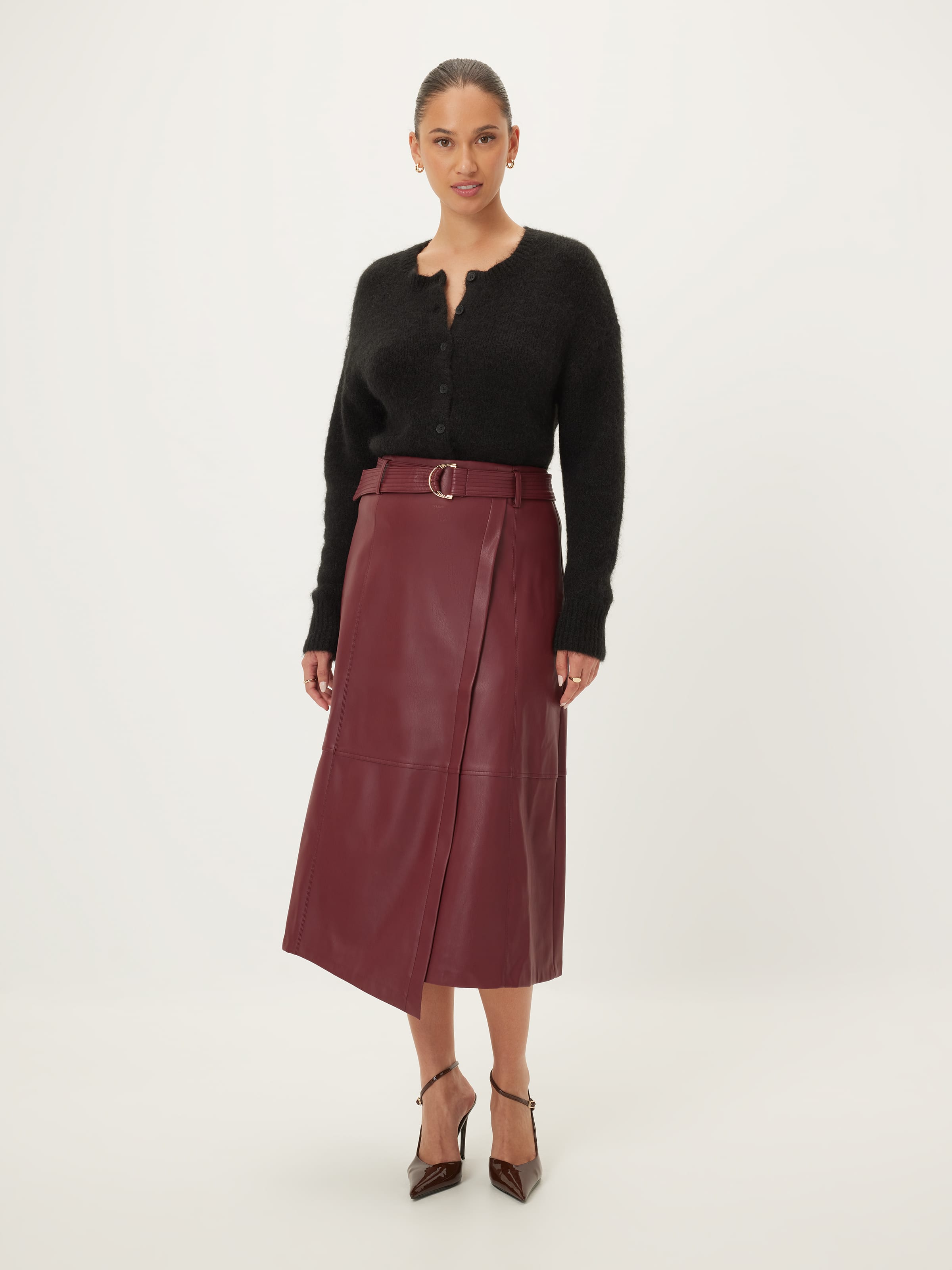 Call Me Maybe Faux Leather Wrap Skirt