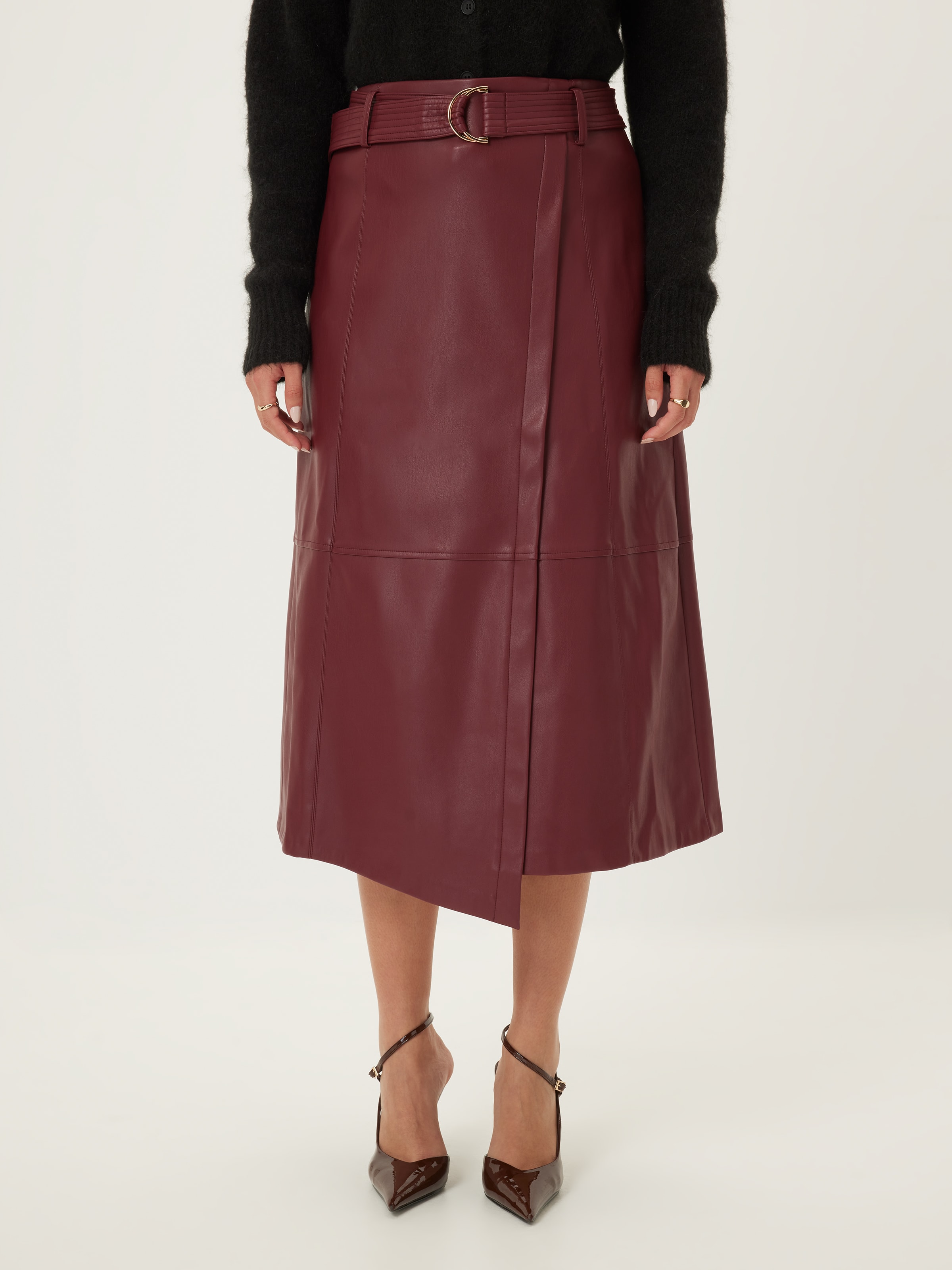 Call Me Maybe Faux Leather Wrap Skirt