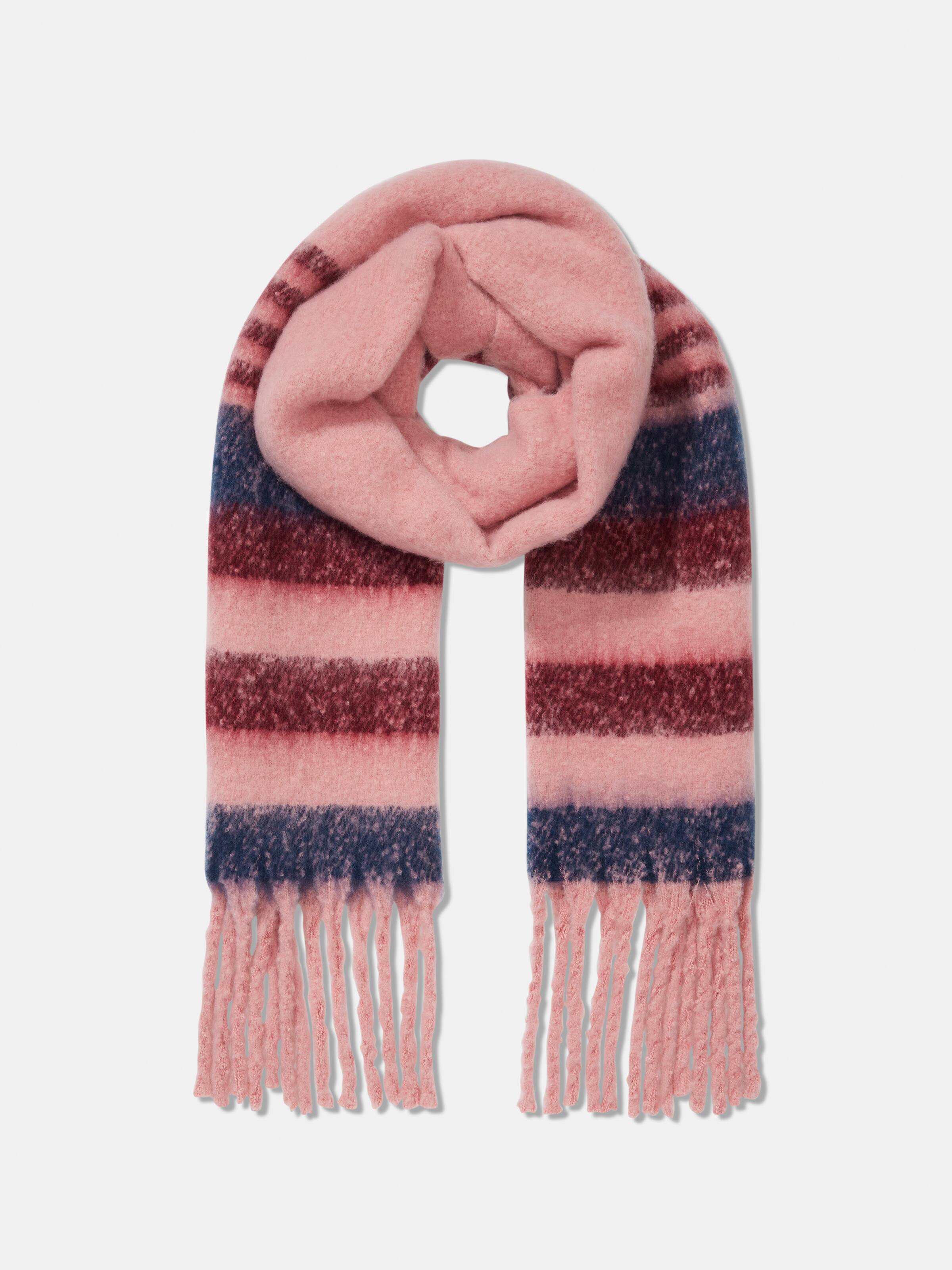 Striped Brushed Tassel Scarf