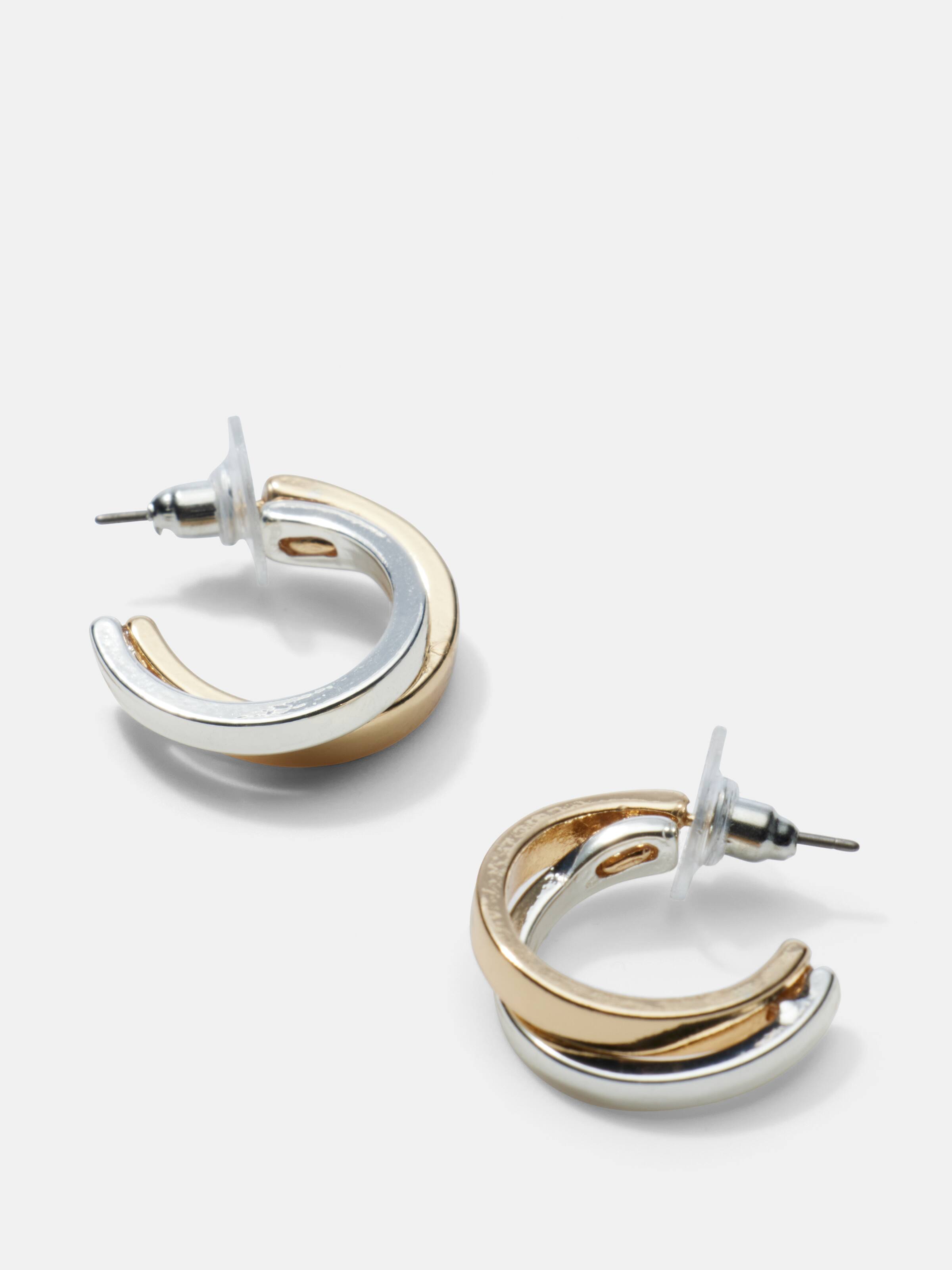 Two Tone Double Hoop Earrings