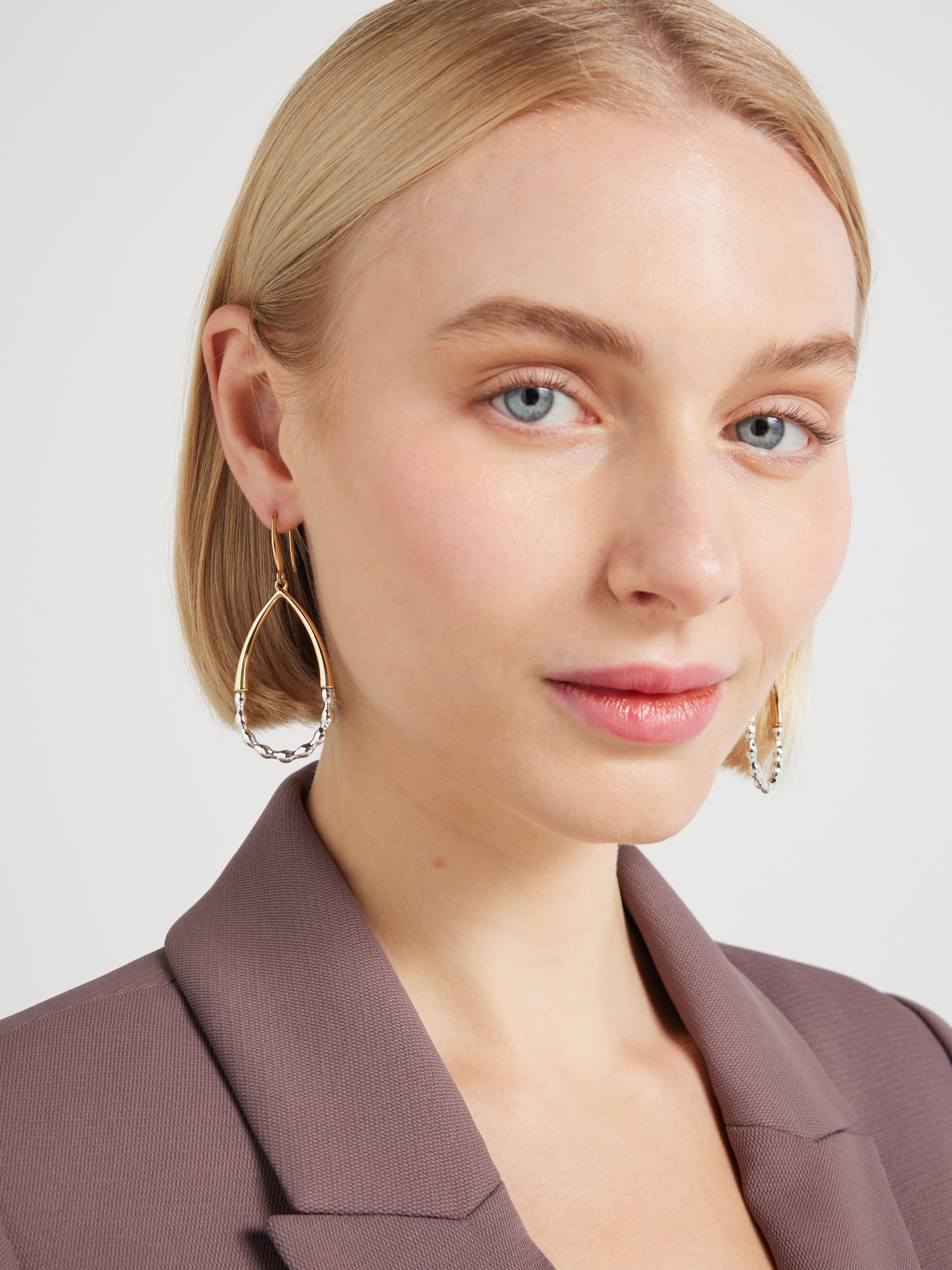 Cleo Two Tone Teardrop Hoop Earring
