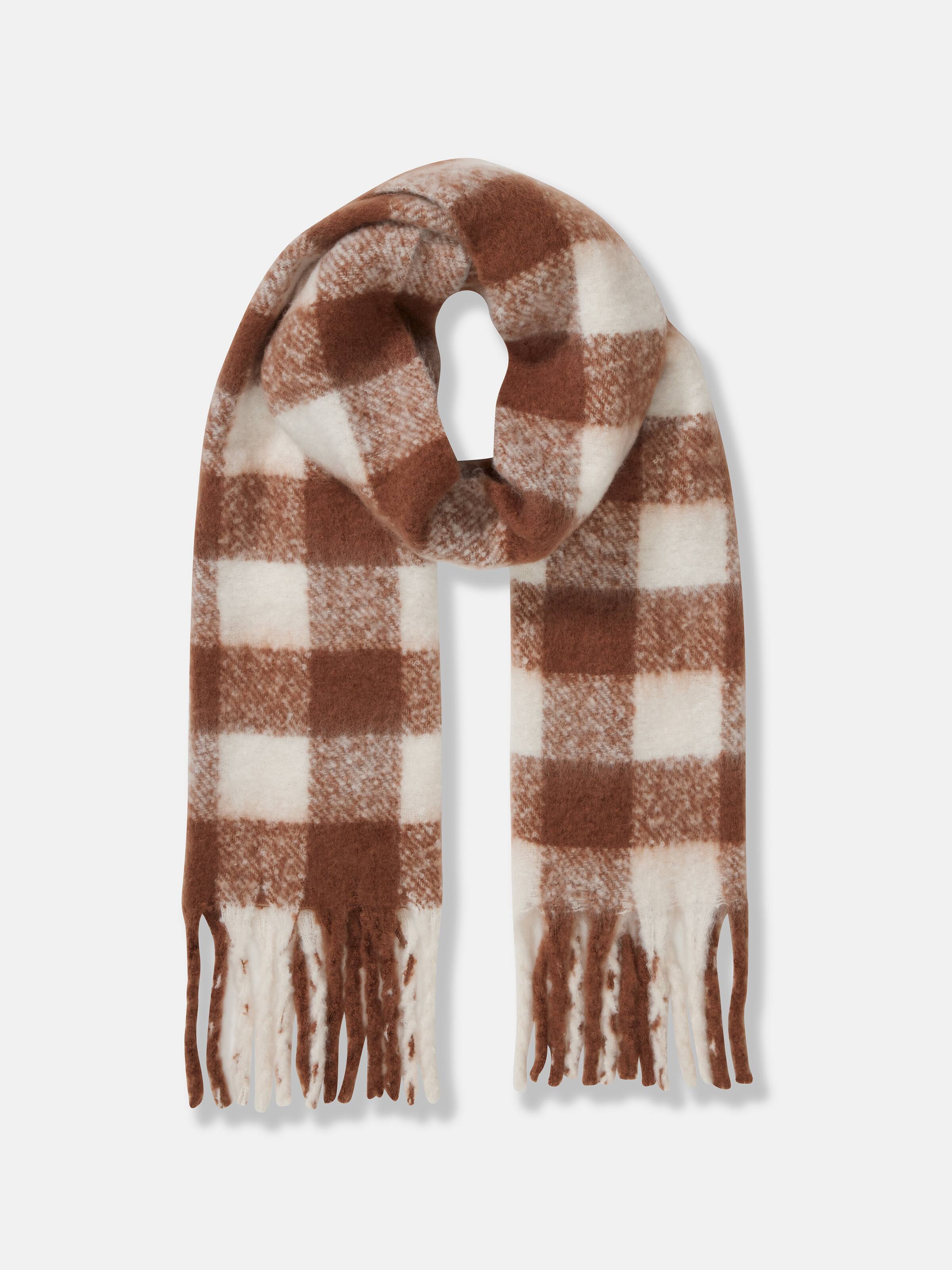 Alix Fluffy Square Check Scarf