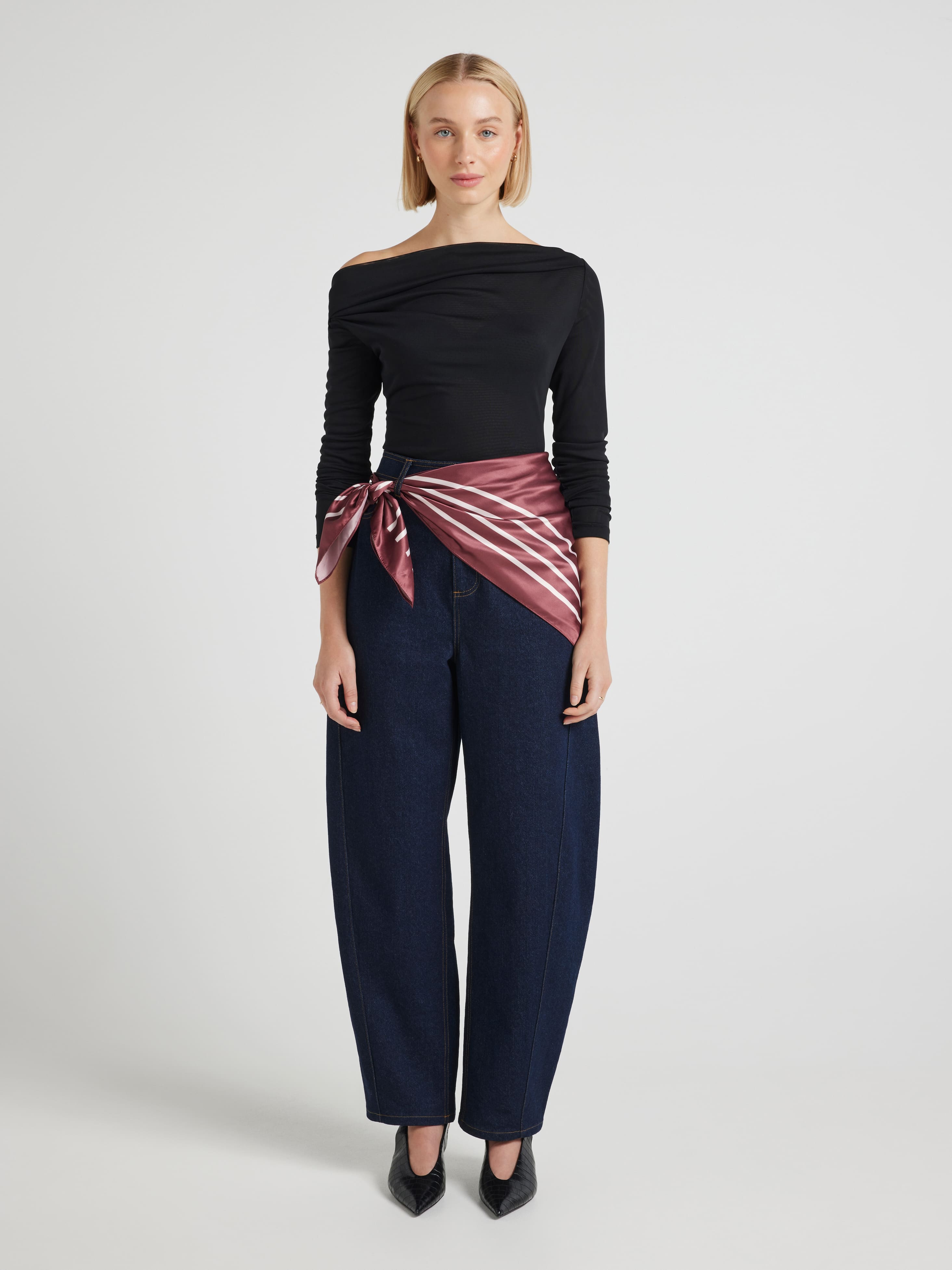 Square Saitn Striped Scarf