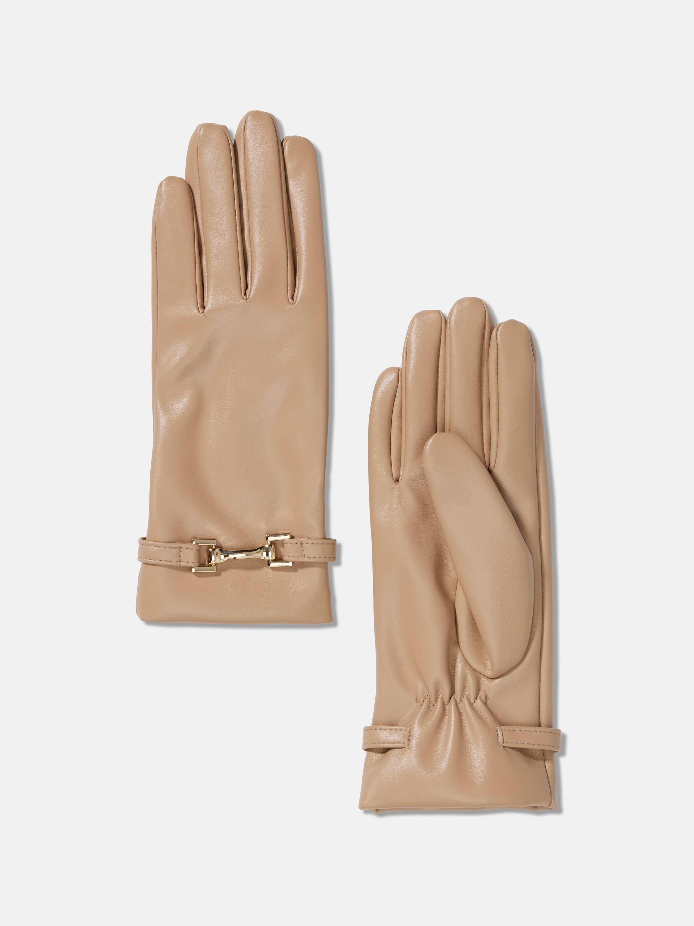 Soft Faux Leather Buckle Gloves
