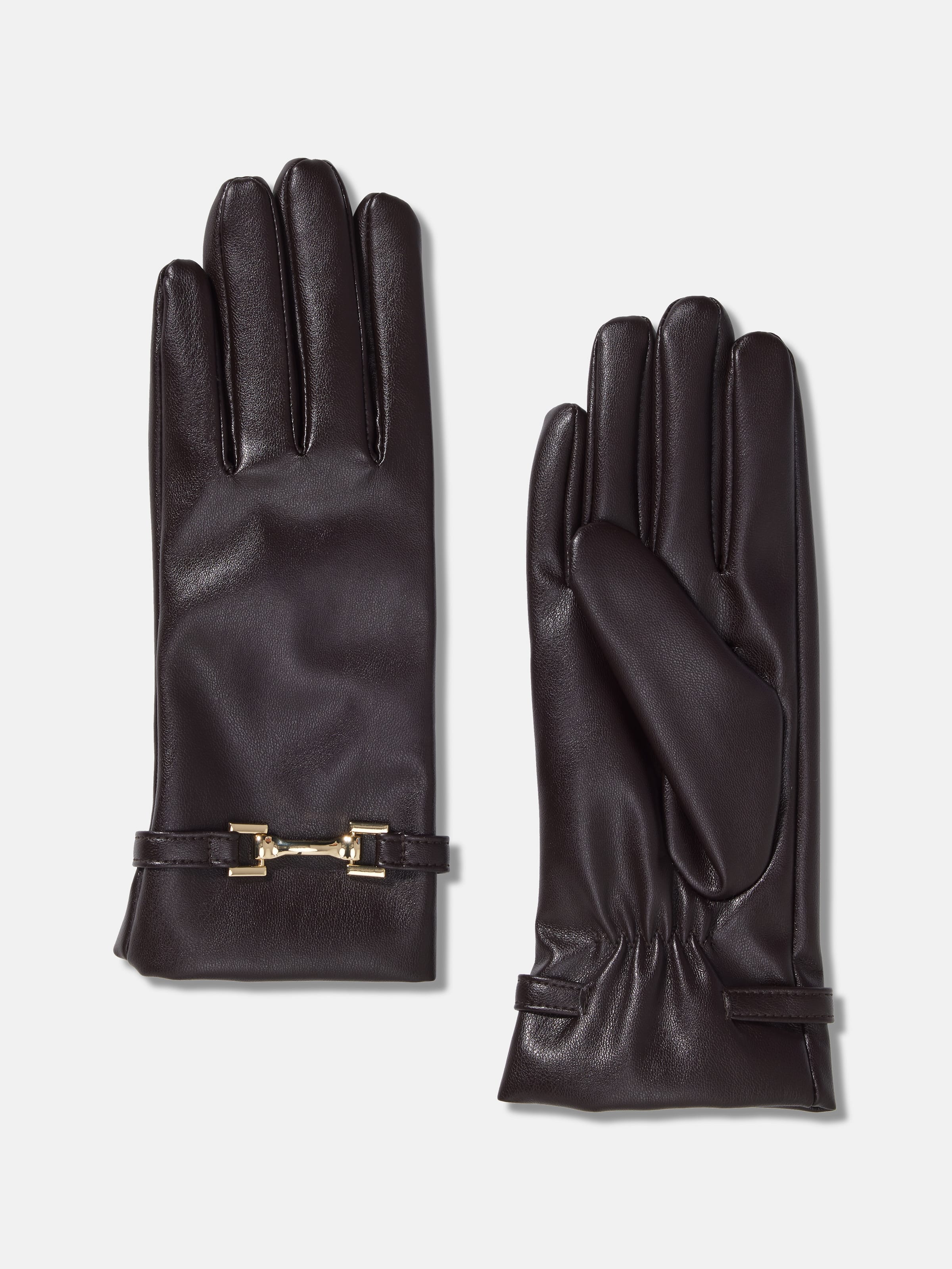 Soft Faux Leather Buckle Gloves