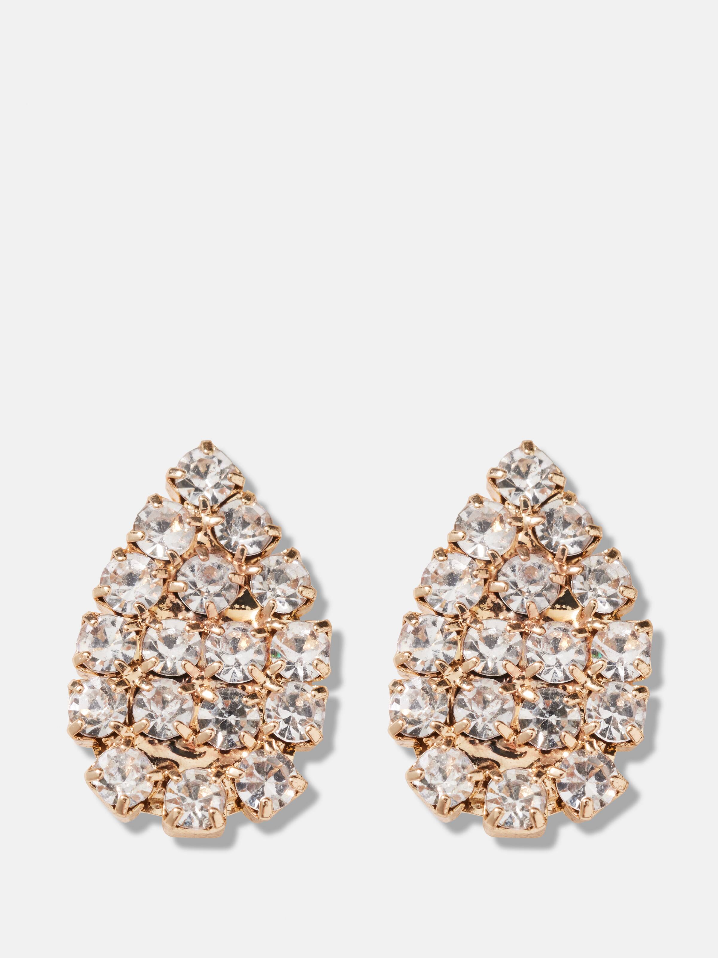 Diamante Teardrop Stud Earring