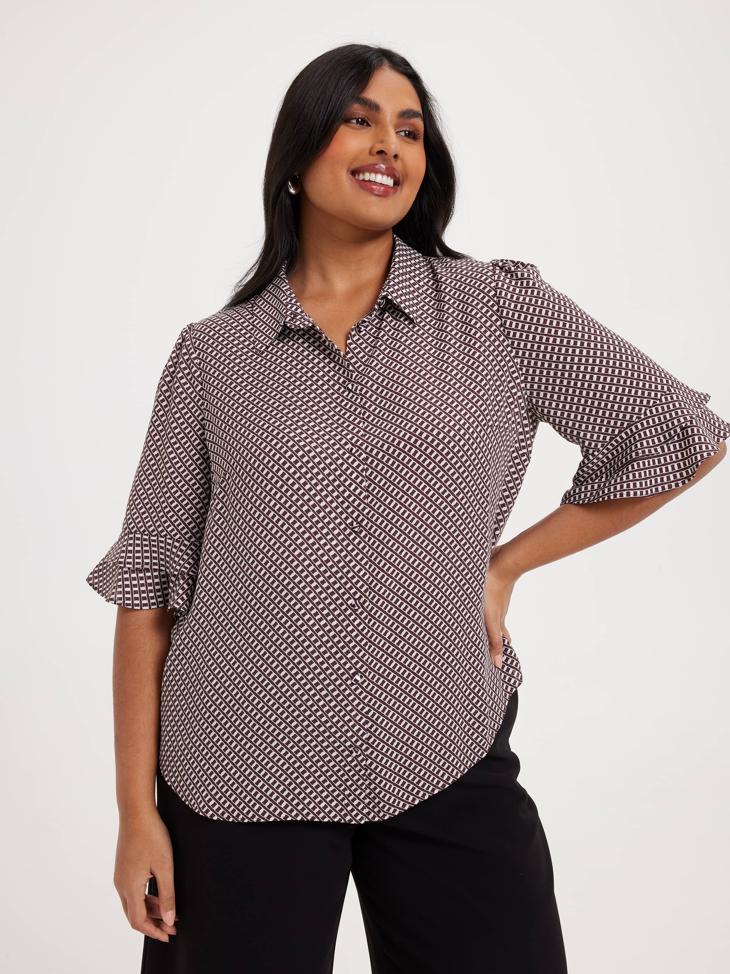Curve Kayla 3/4 Button Up Shirt