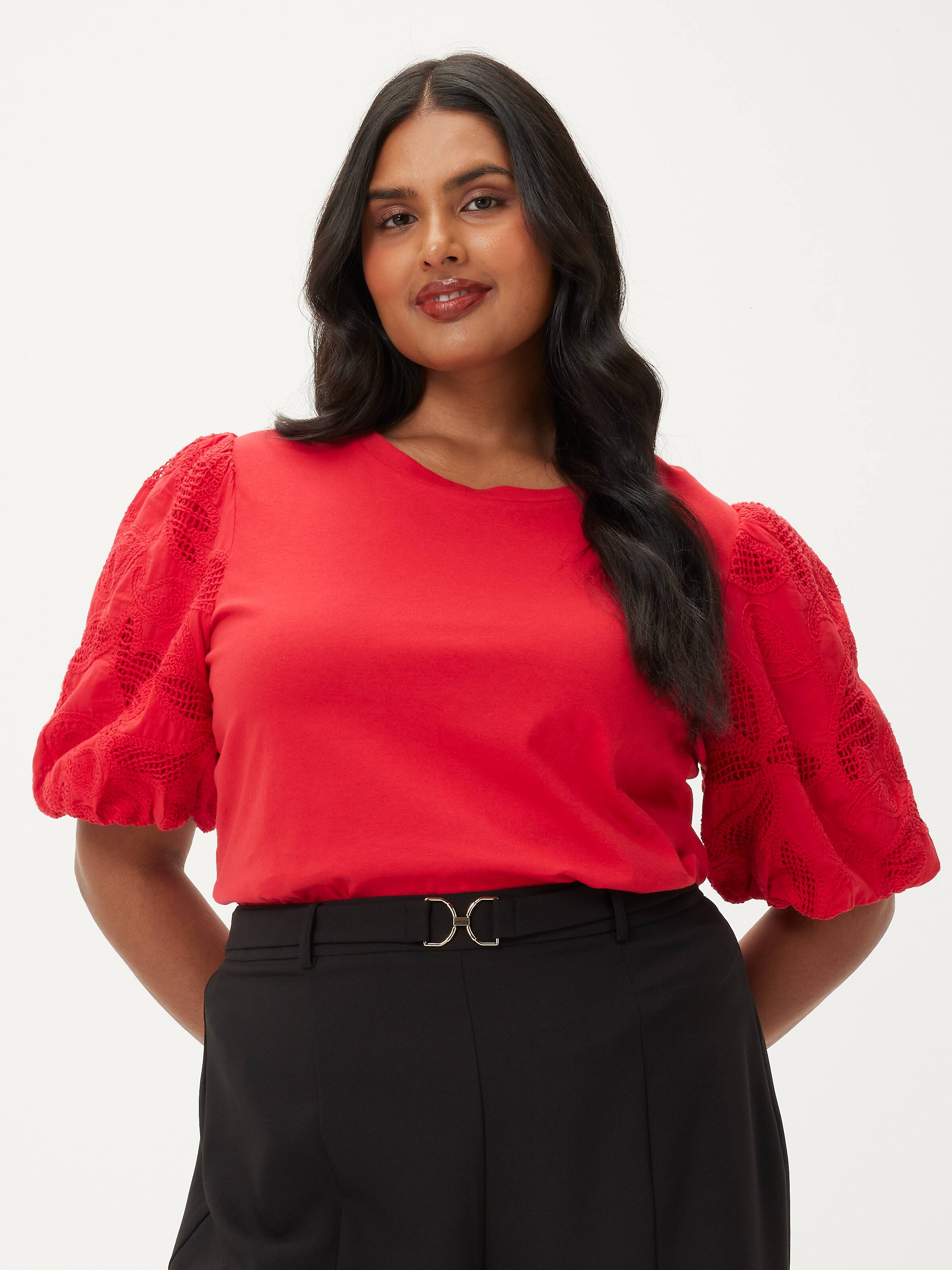 Curve Jess Lace Sleeve Tee