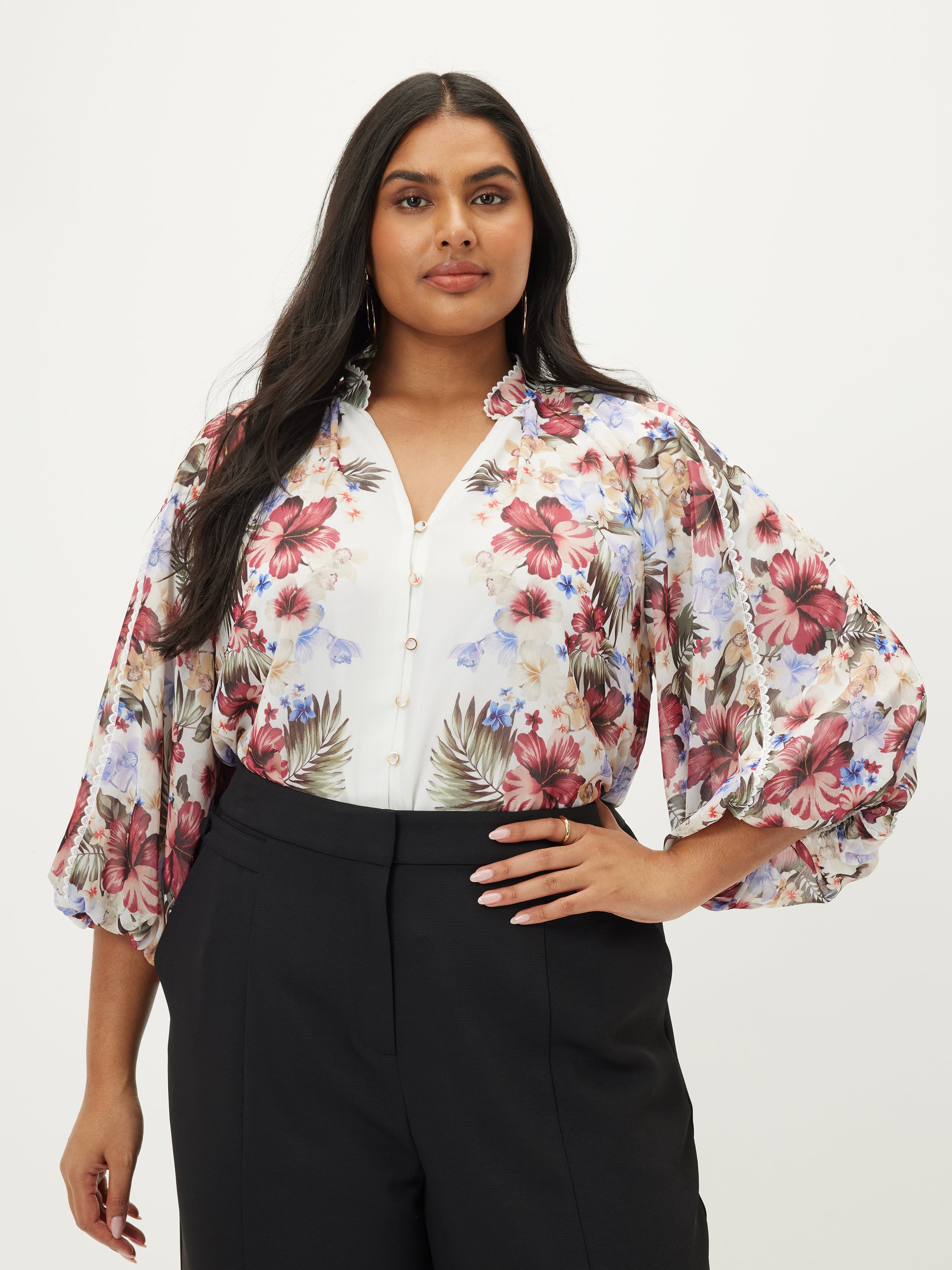 Curve Pippa 3/4 Sleeve Blouse