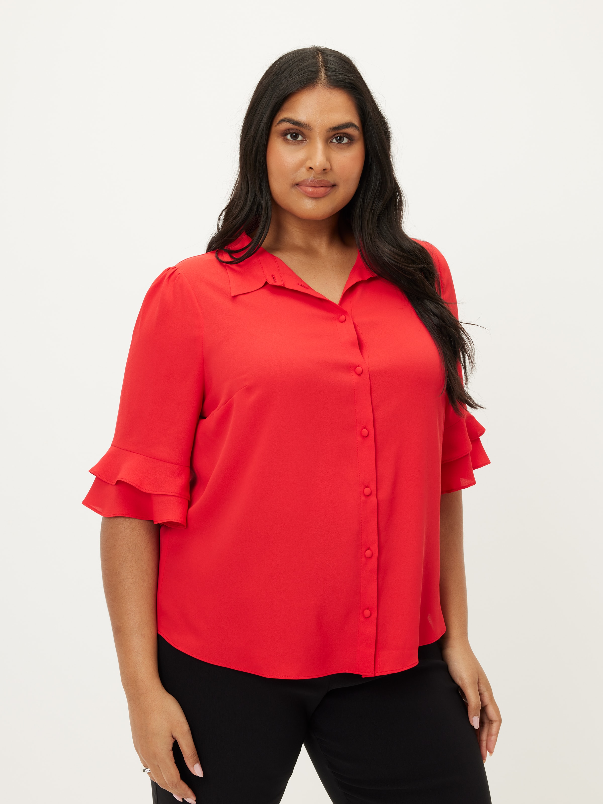 Plus size red button up shirt best sale