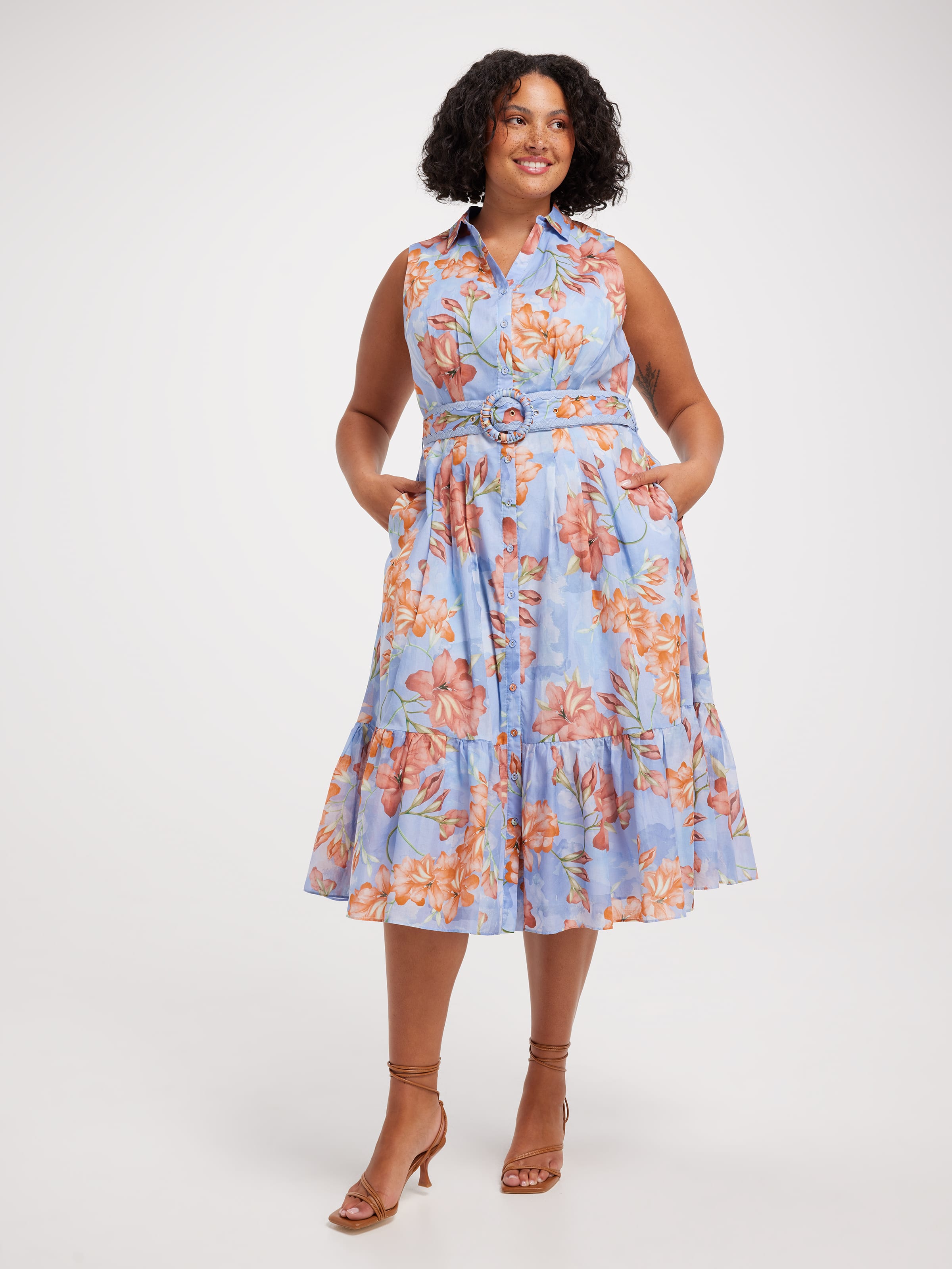 Curve Kira Sleeveless Shirt Dress