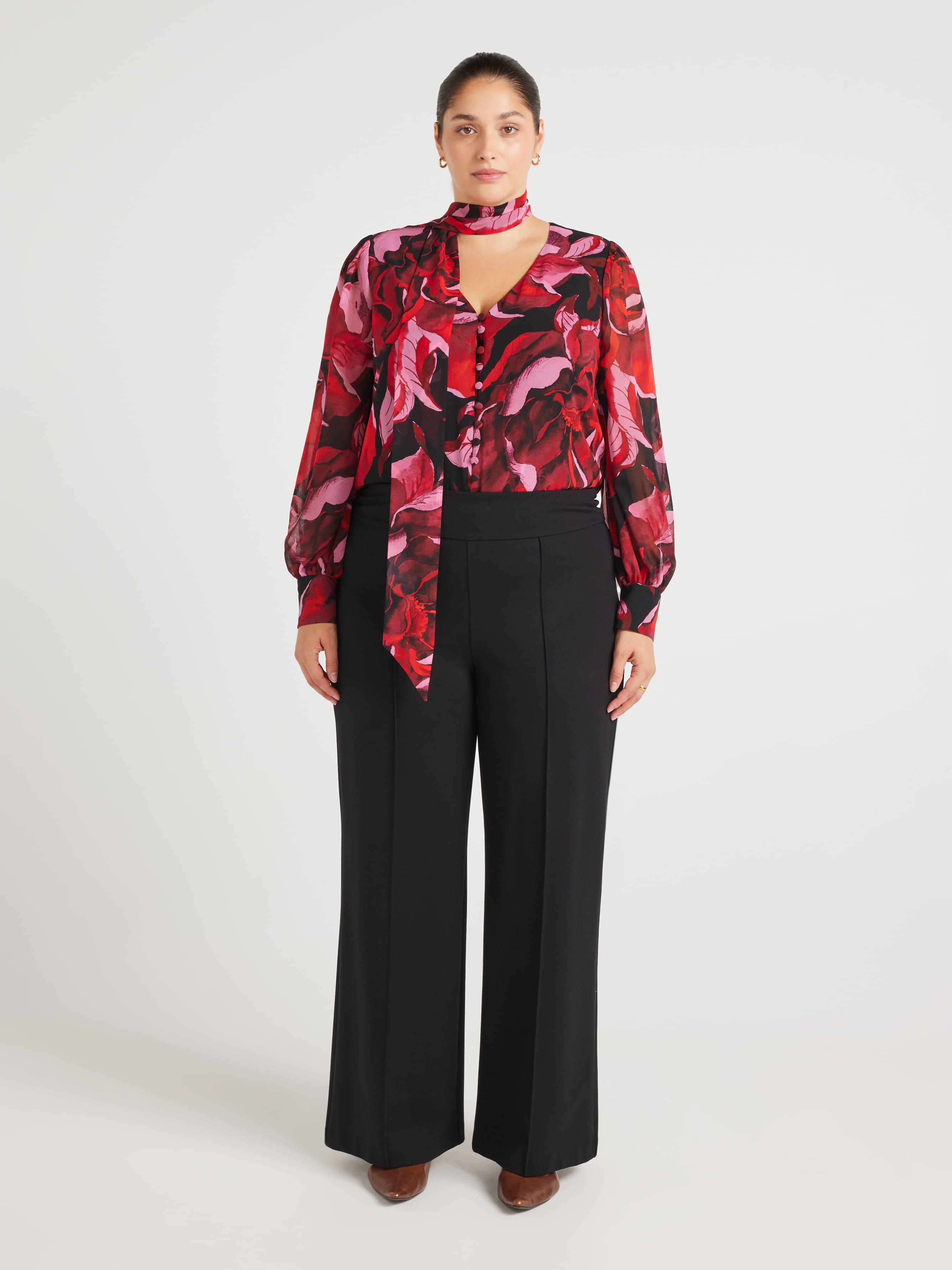 Curve Topaz Tieneck Georgette Blouse
