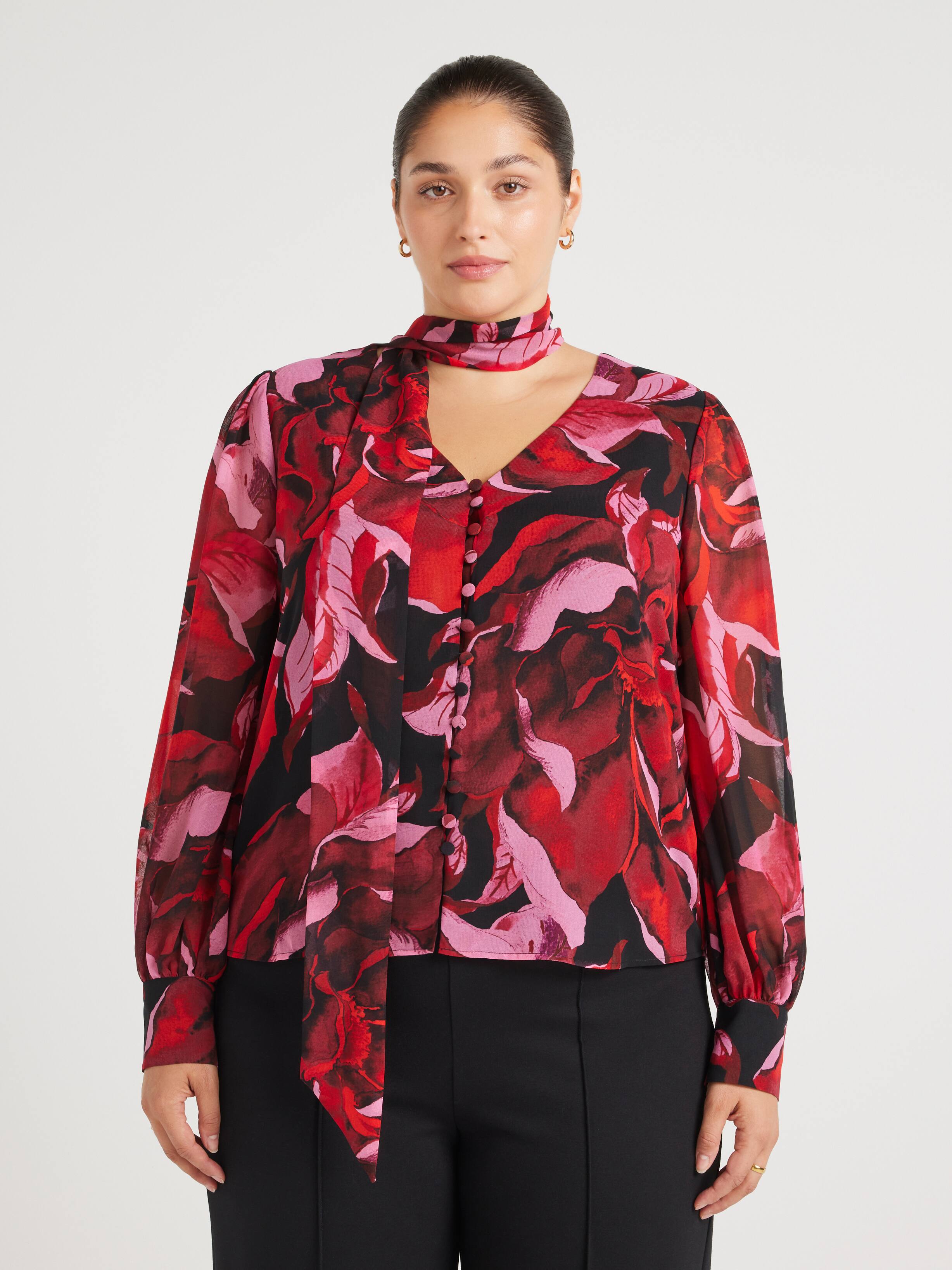 Curve Topaz Tieneck Georgette Blouse
