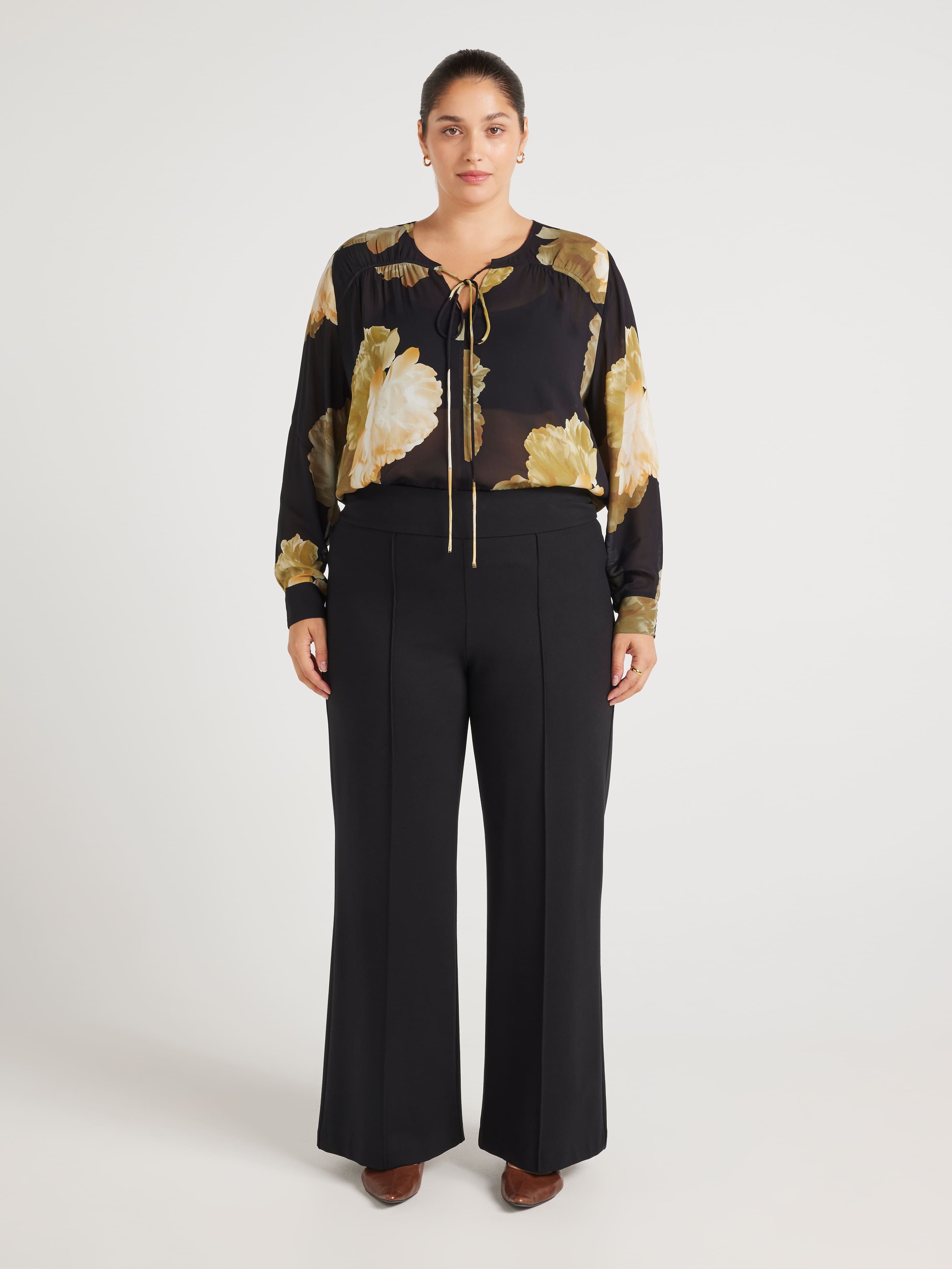 Curve Gracie Tie Neck Blouse