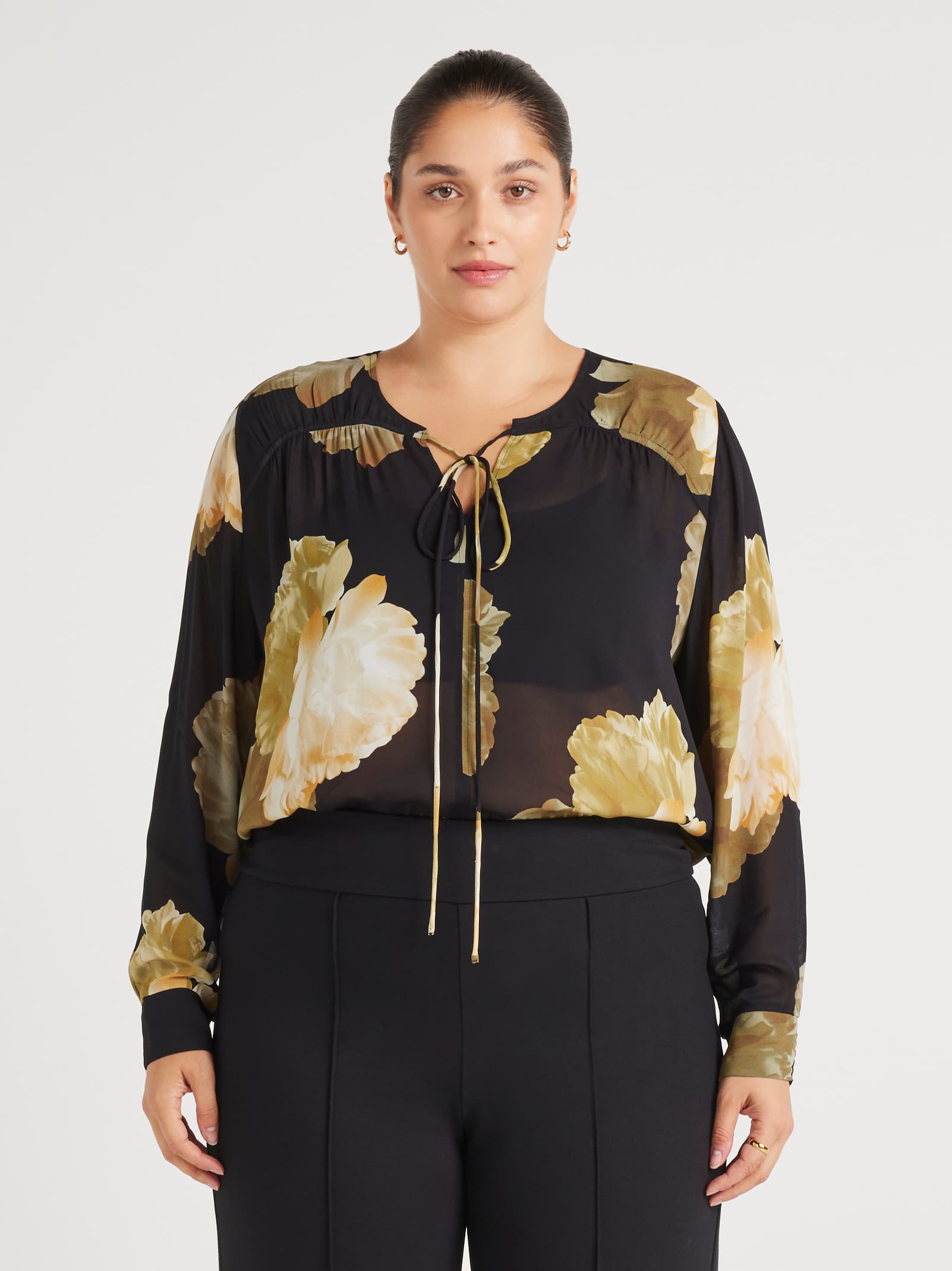 Curve Gracie Tie Neck Blouse