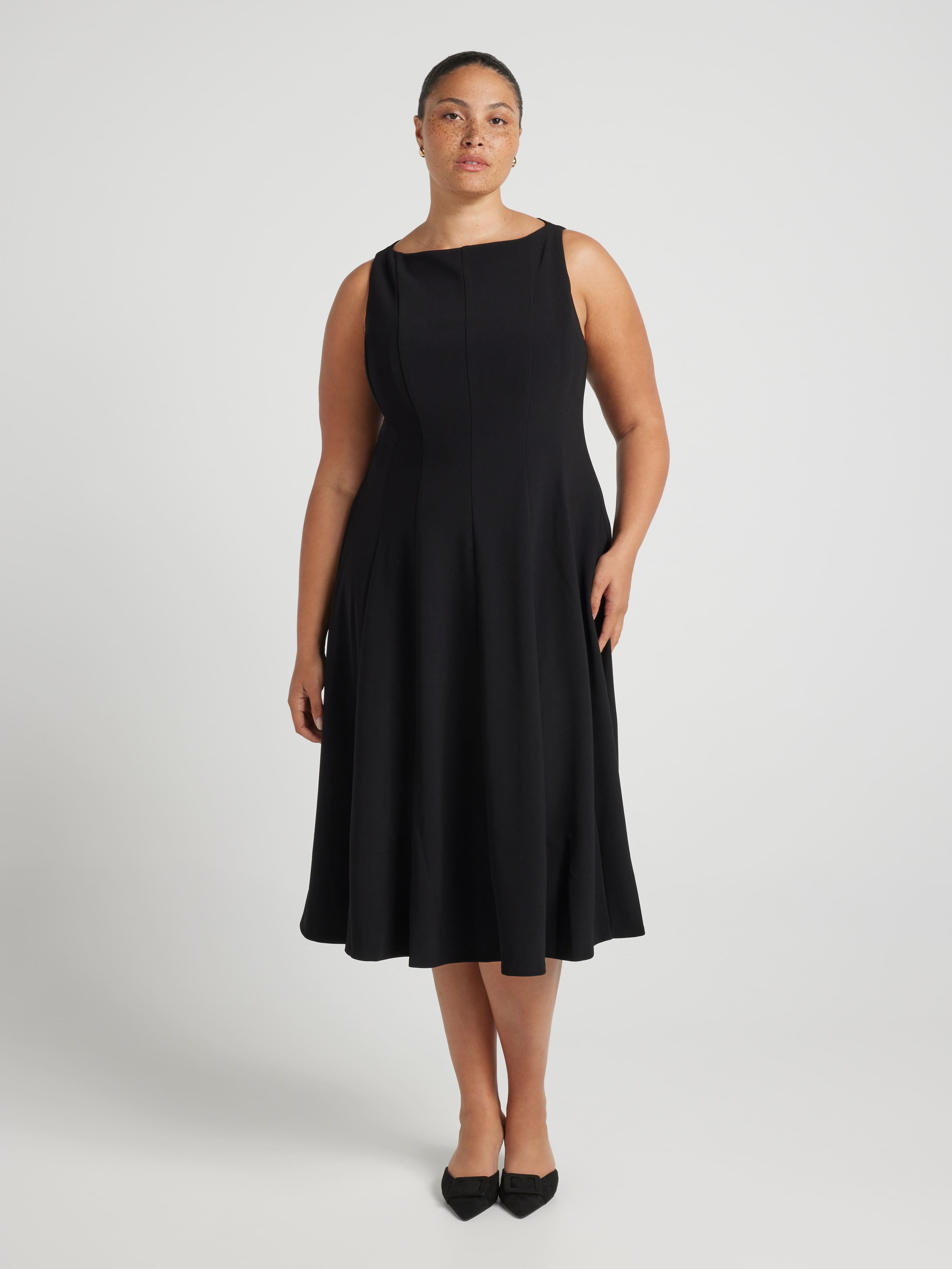 Curve Rosie Boatneck Fit And Flare Dress