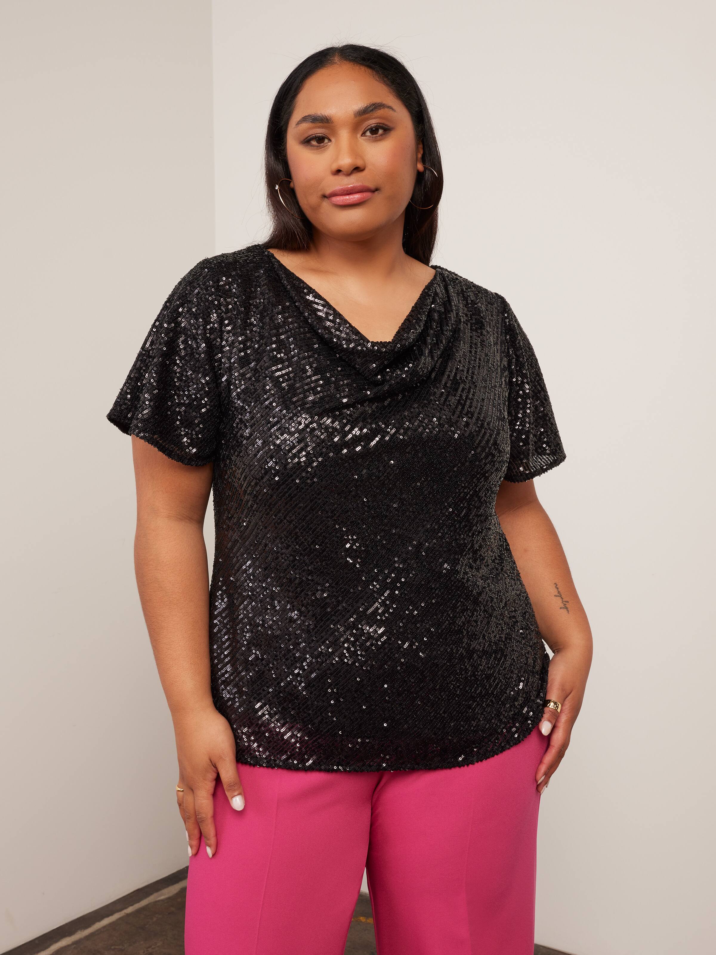 Curve Jenni Sequin Cowl Top - Portmans Online