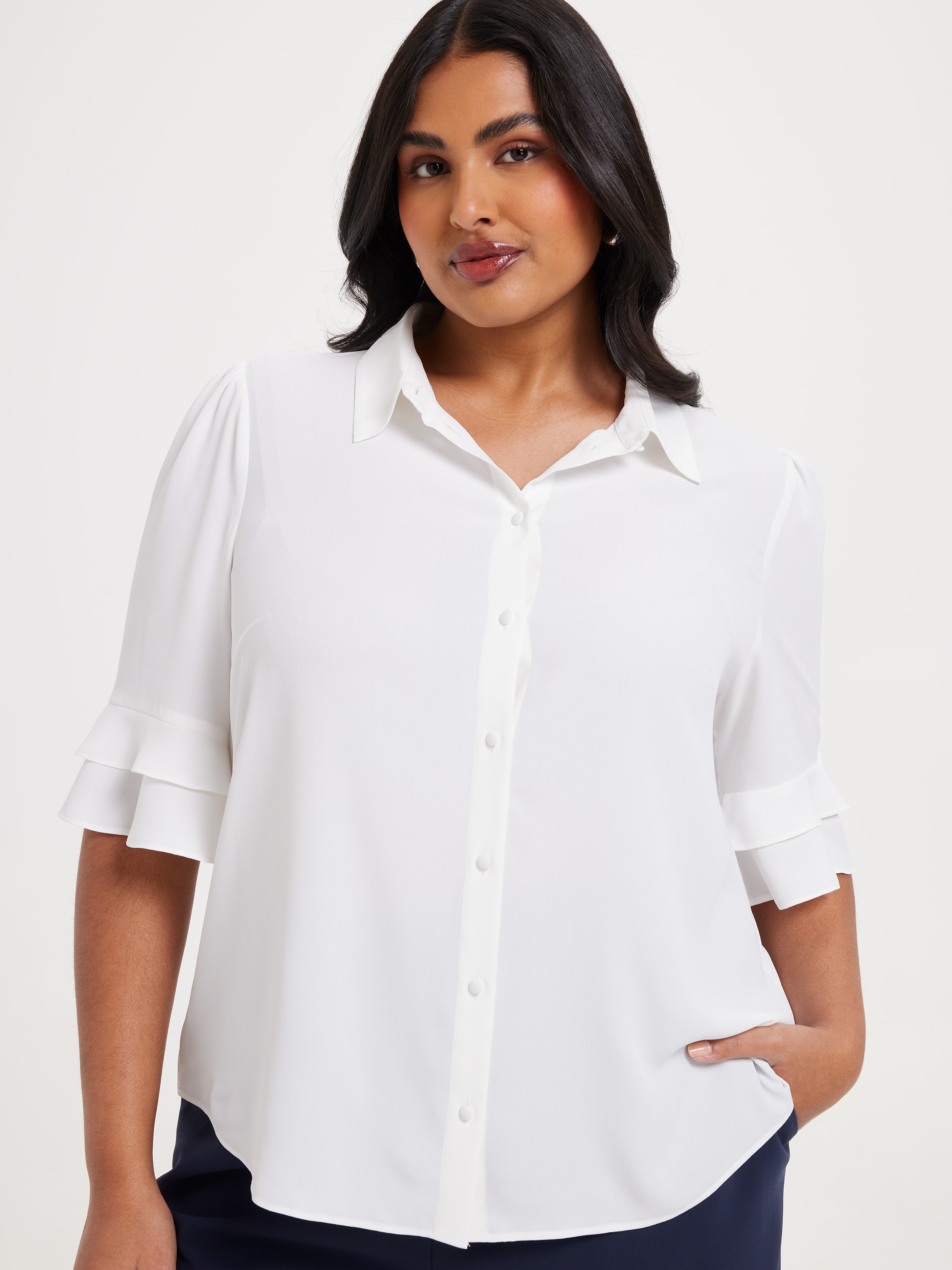 Curve Kayla 3/4 Button Up Shirt