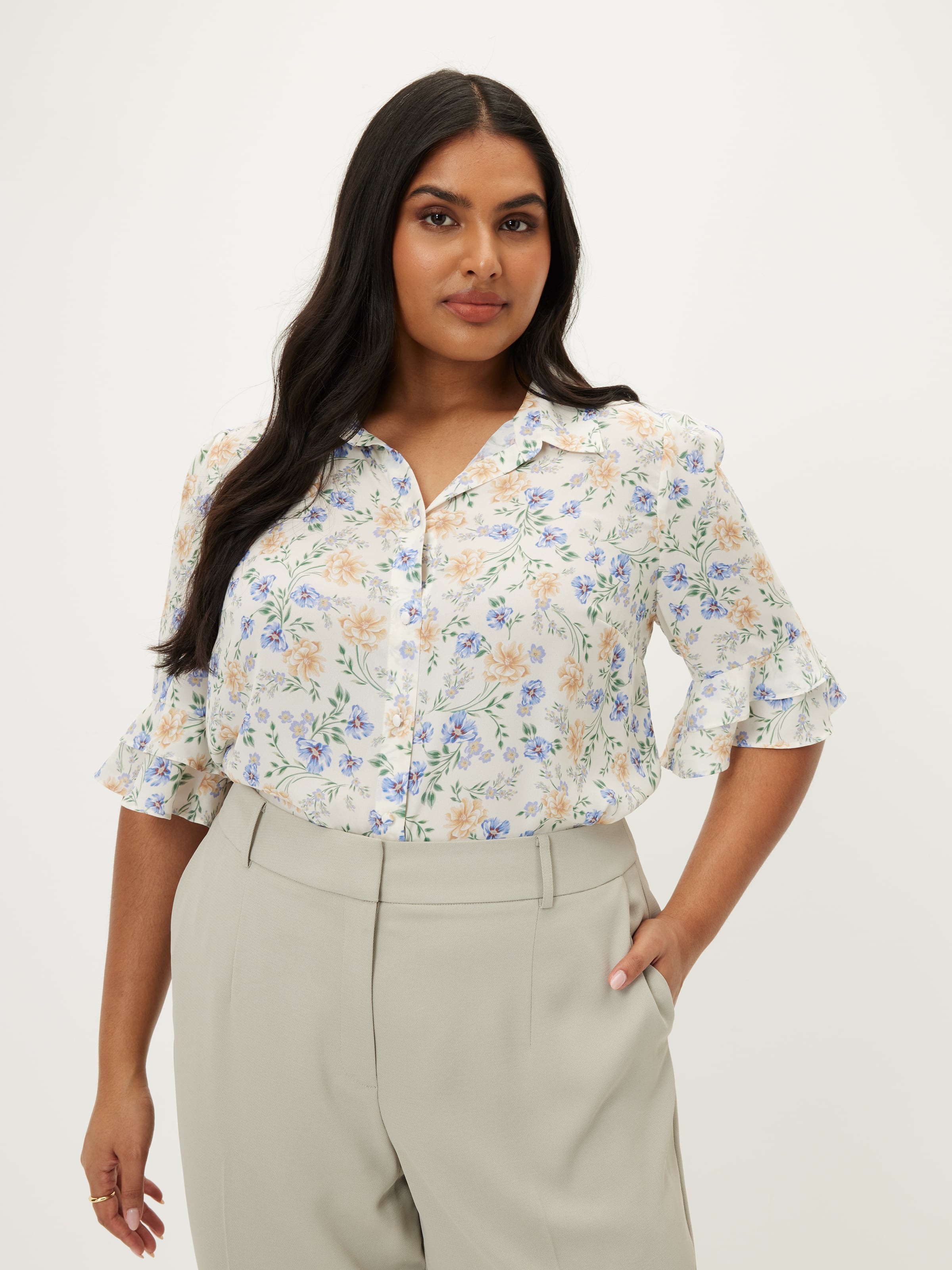 Curve Kayla 3/4 Button Up Shirt