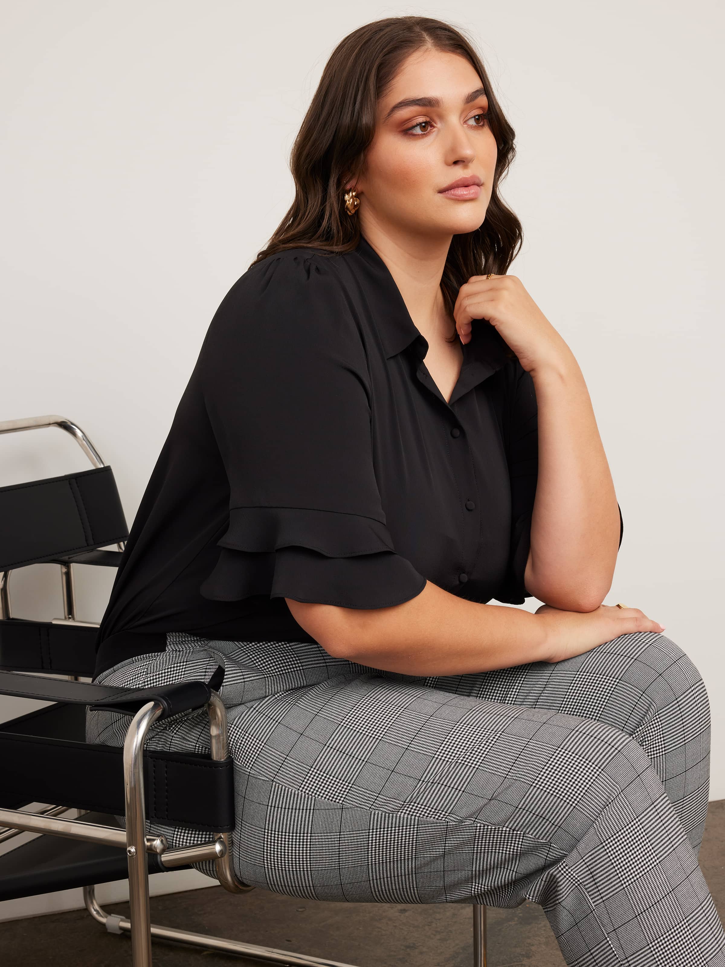 Curve Kayla 3/4 Button Up Shirt