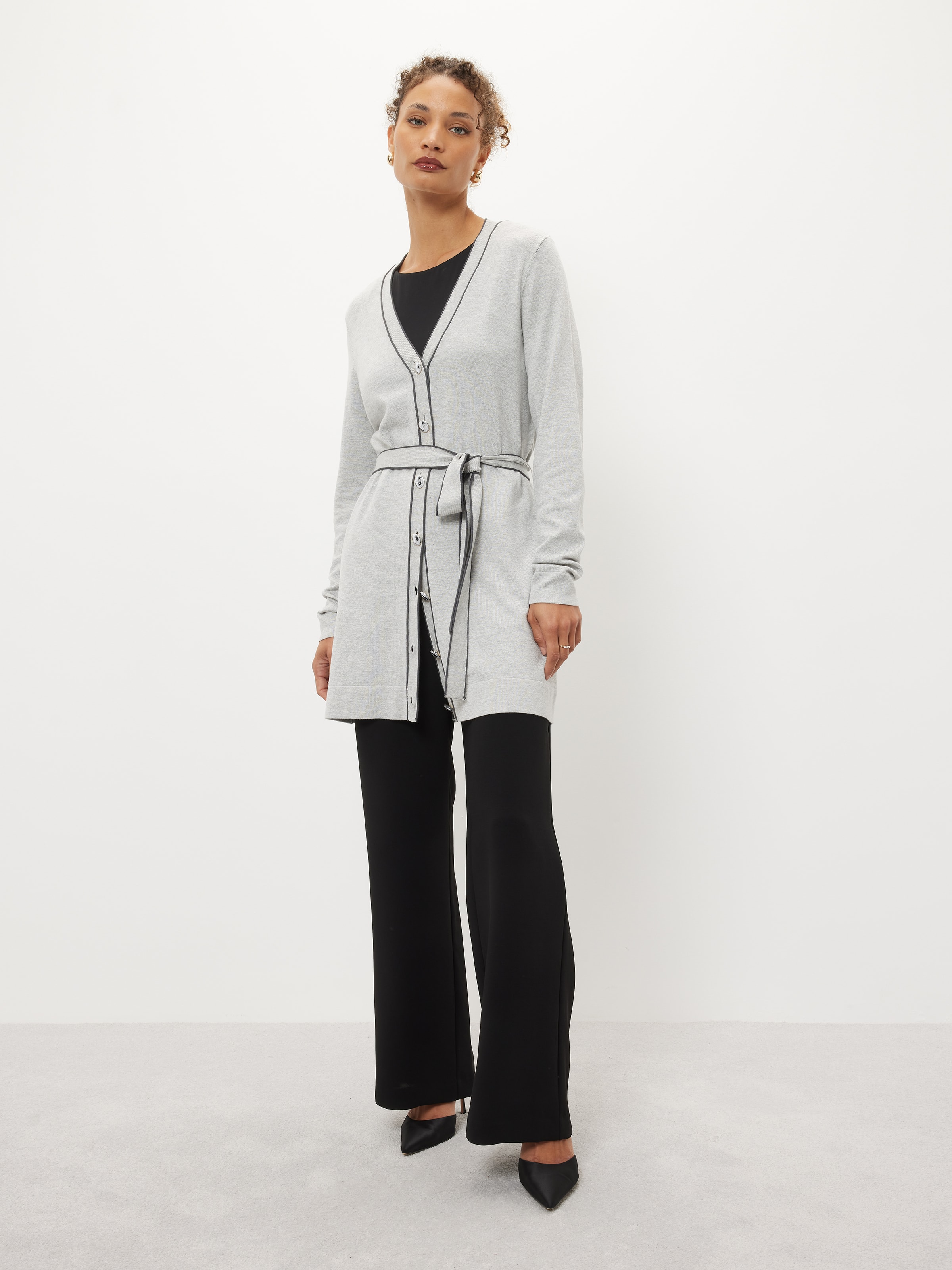 Violet Longline Tipped Cardi