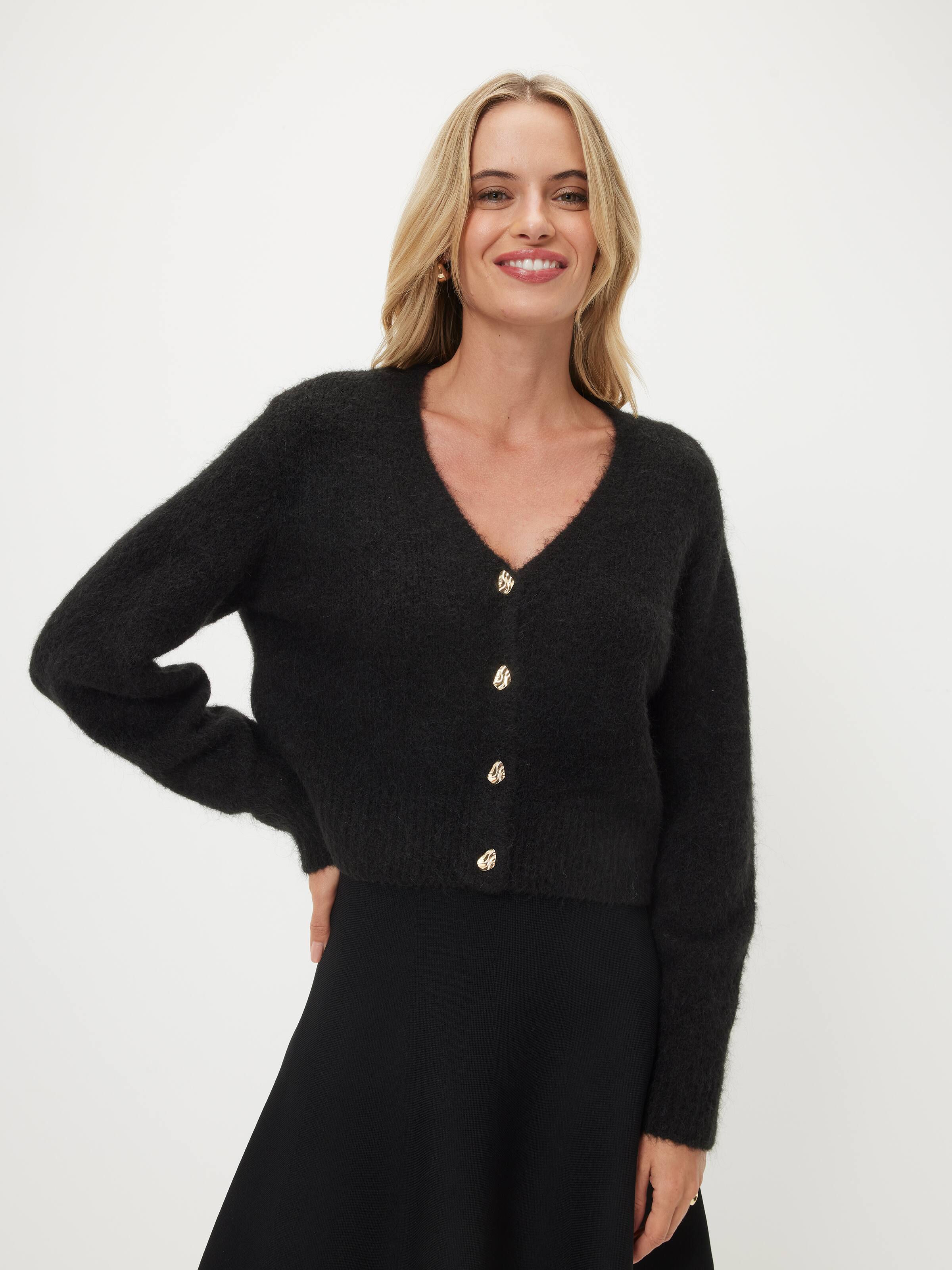 Bianca V Neck Fluffy Cardigan