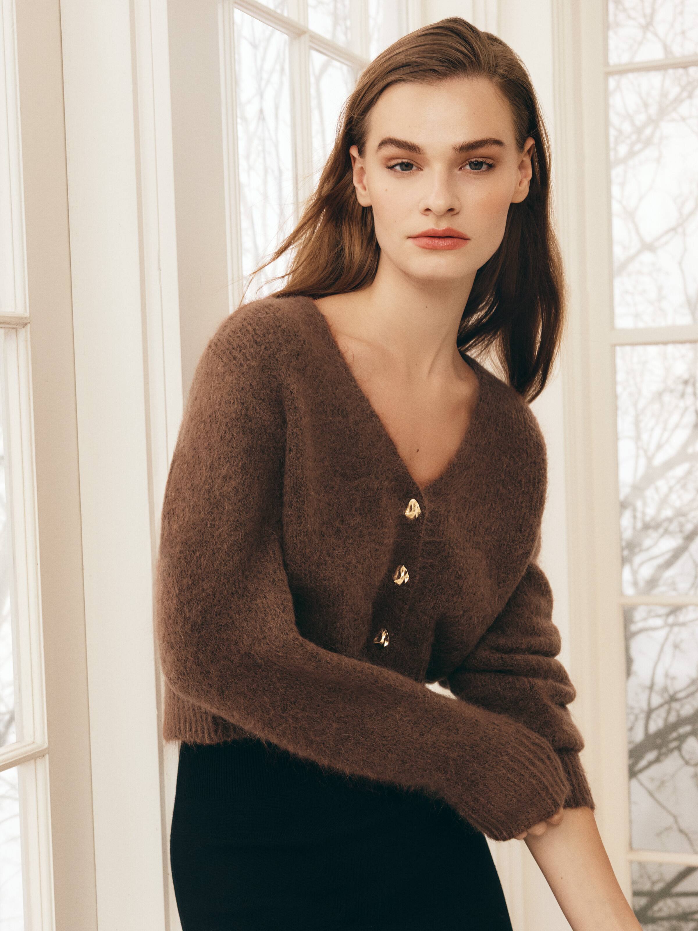 Bianca V Neck Fluffy Cardigan
