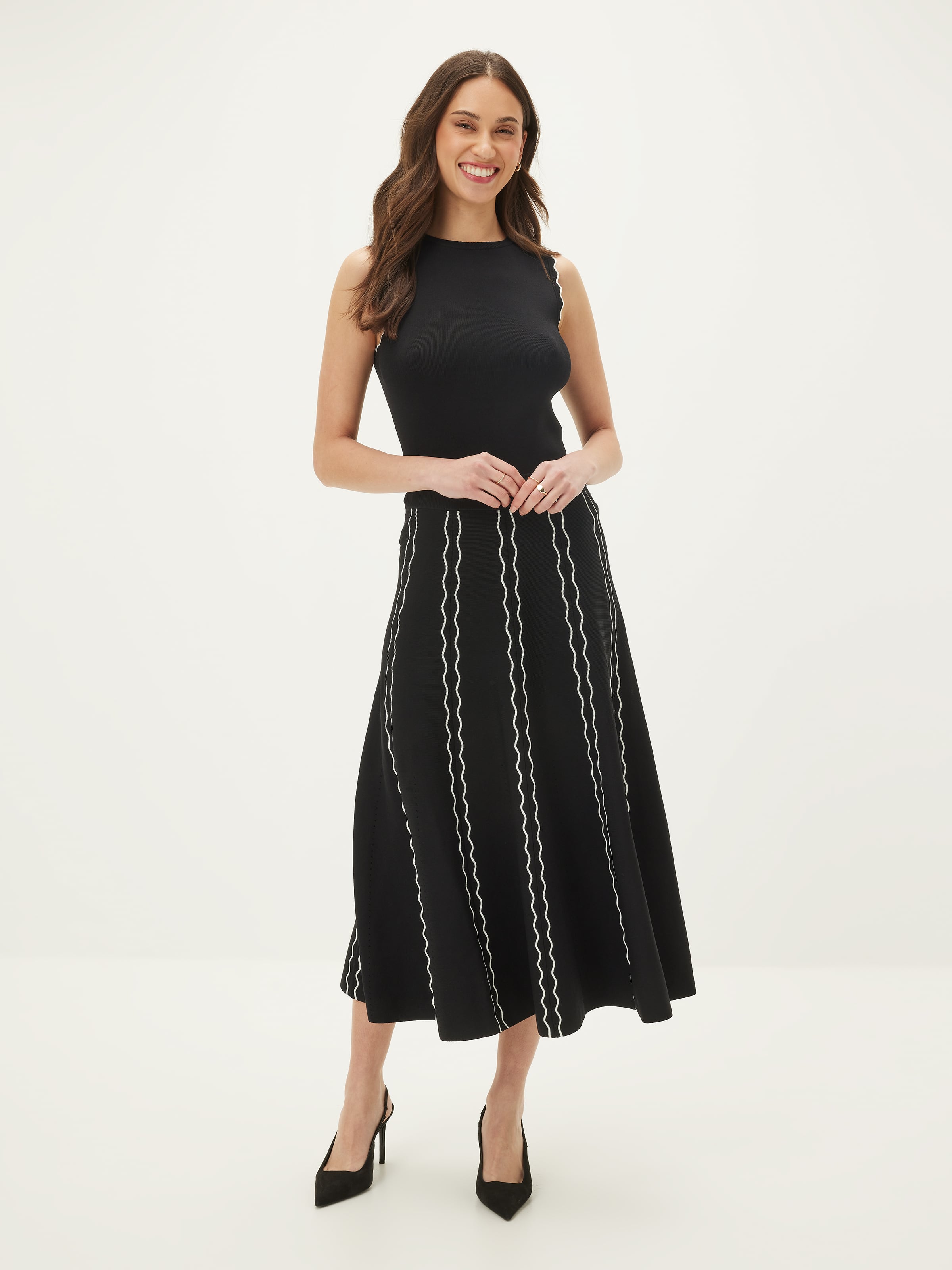 Pia Scallop Trim Midi Skirt