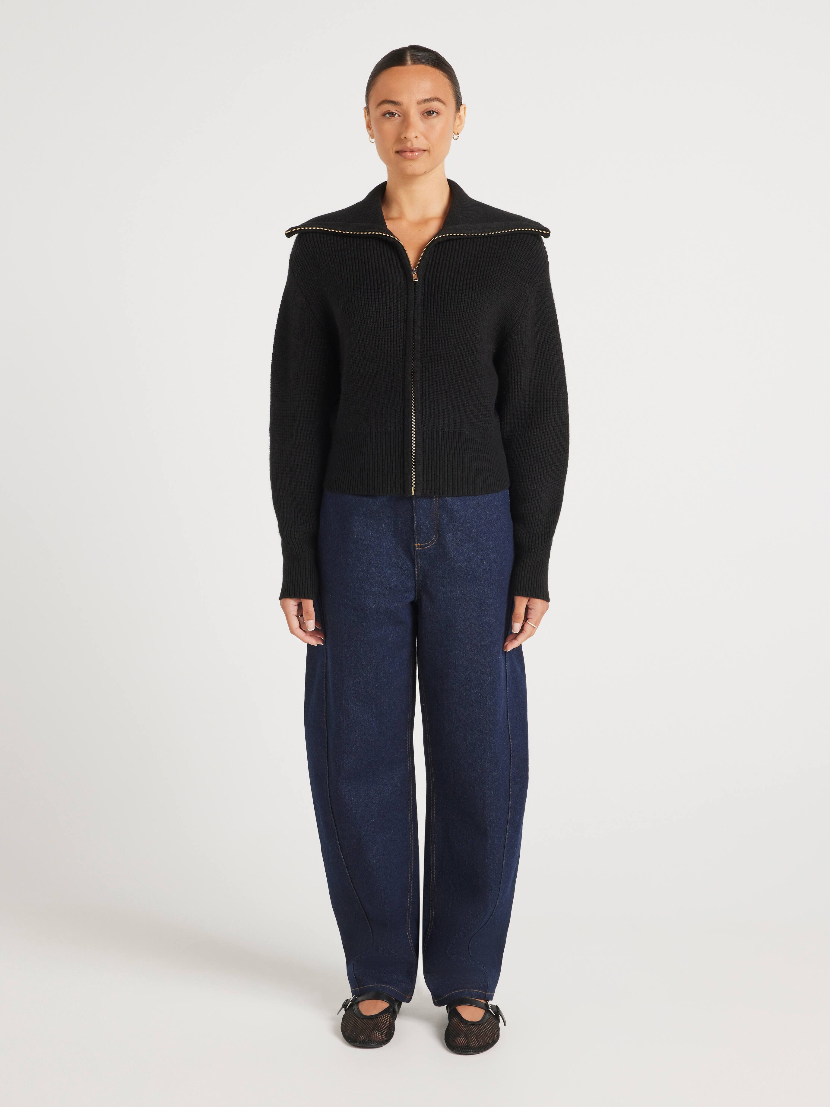 Rosie Ribbed Zip Through Cardi