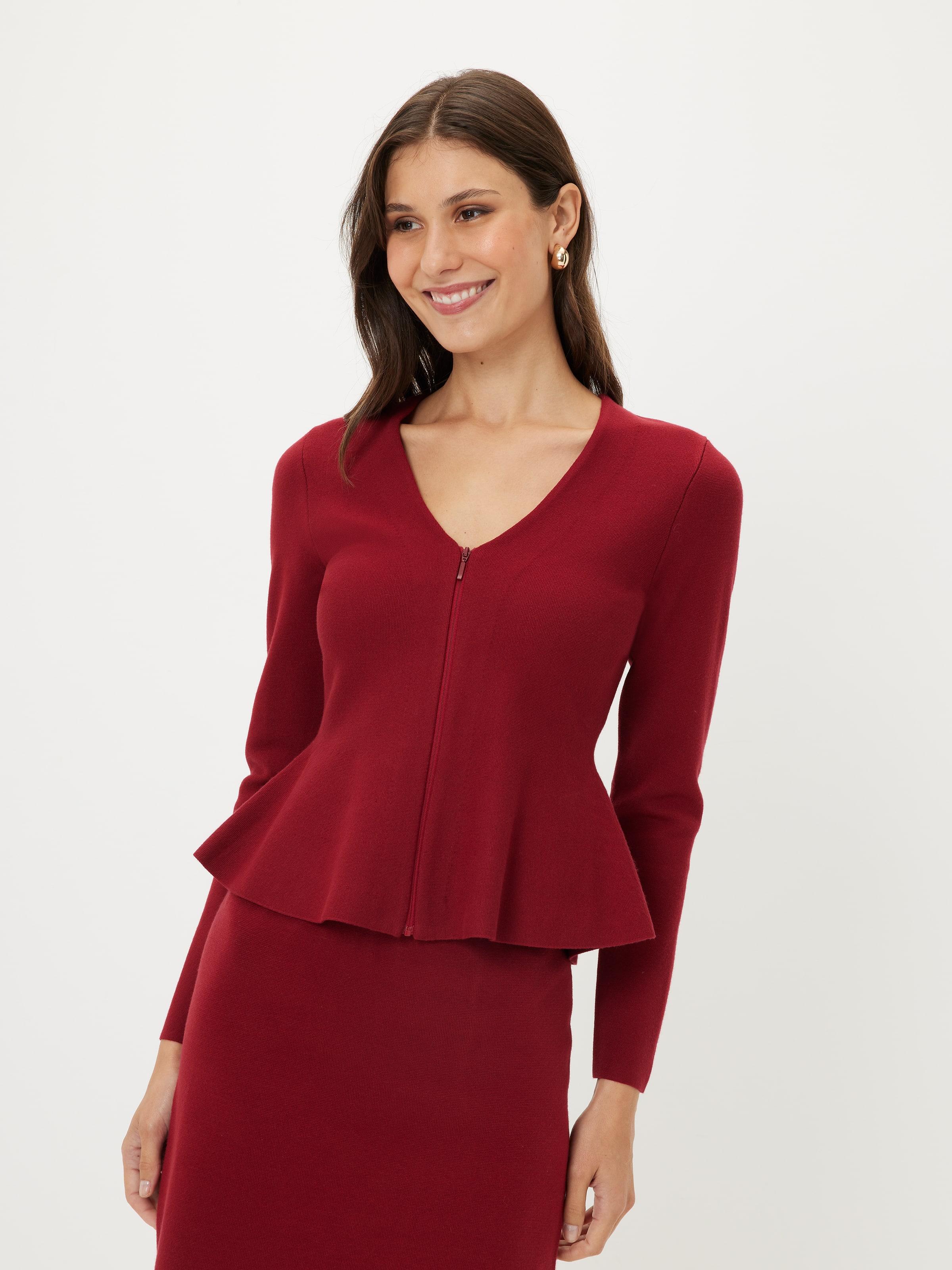 Lucy Zip Peplum Cardigan