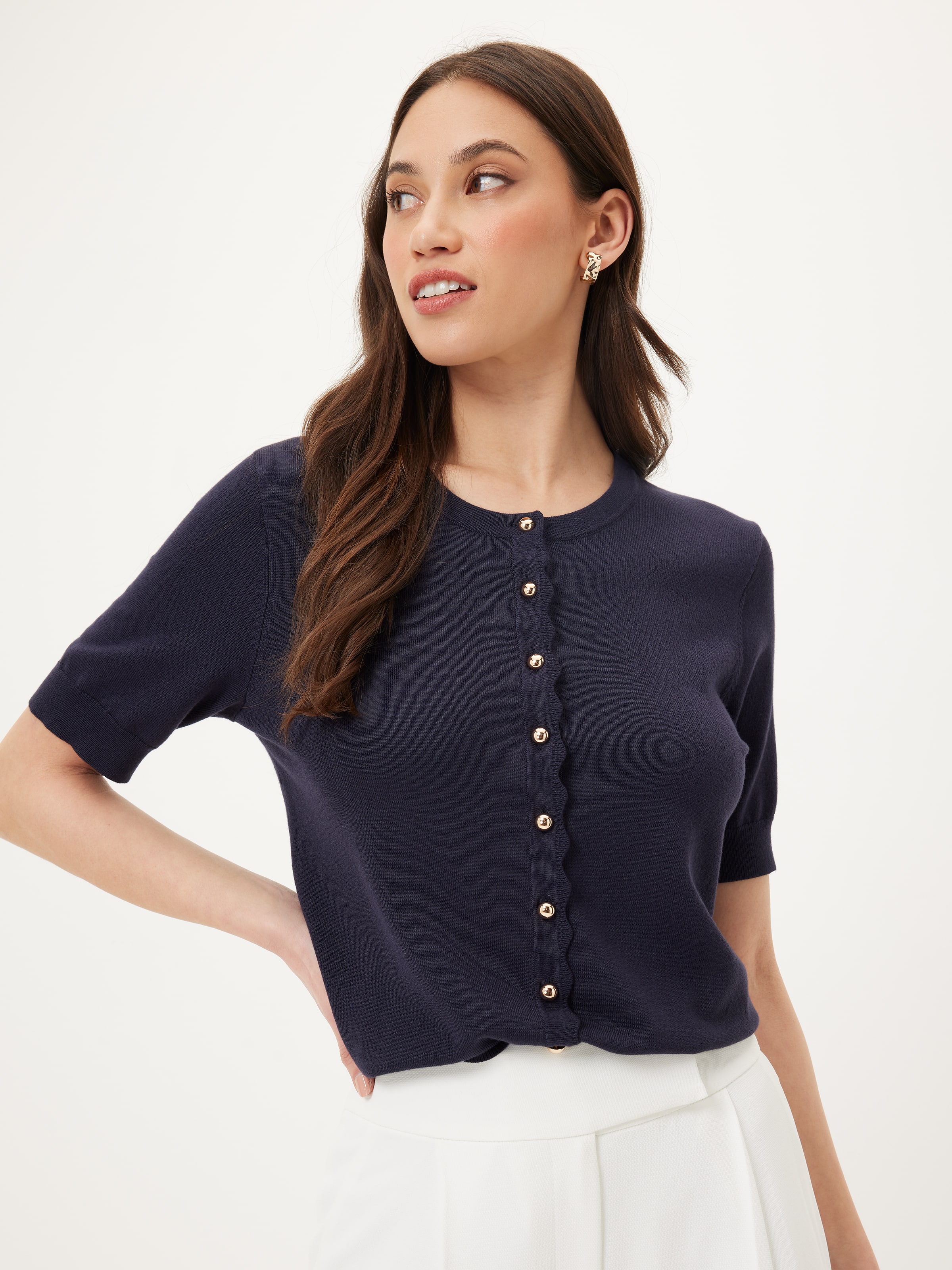 Chloe Spun Rayon Scallop Cardi