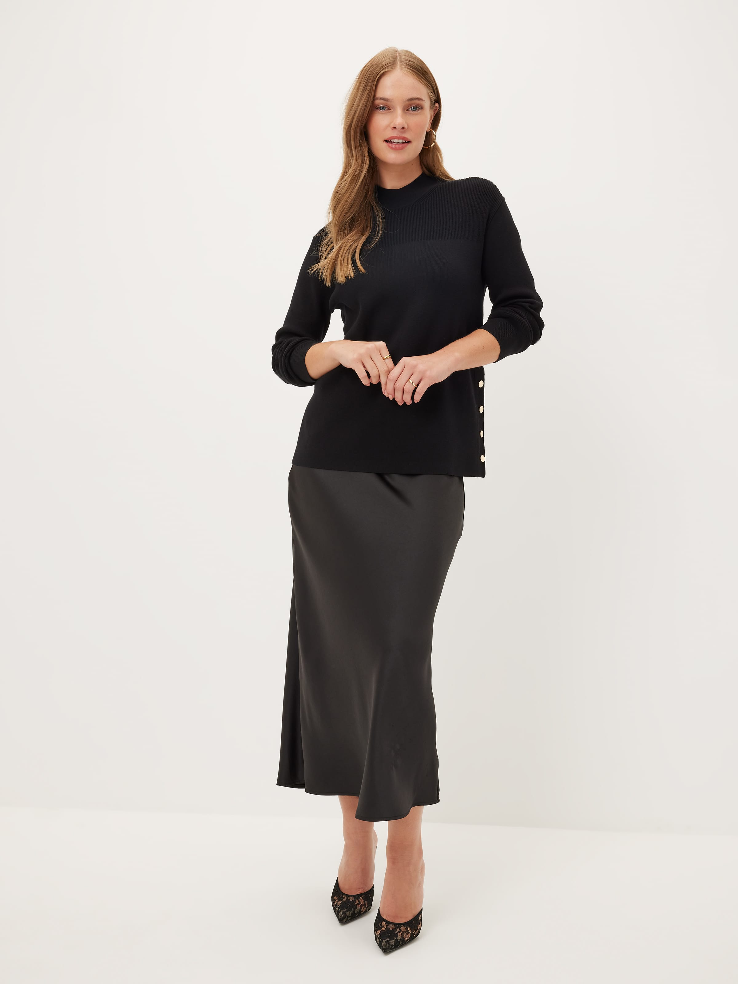 Kayla Side Button Crew Knit