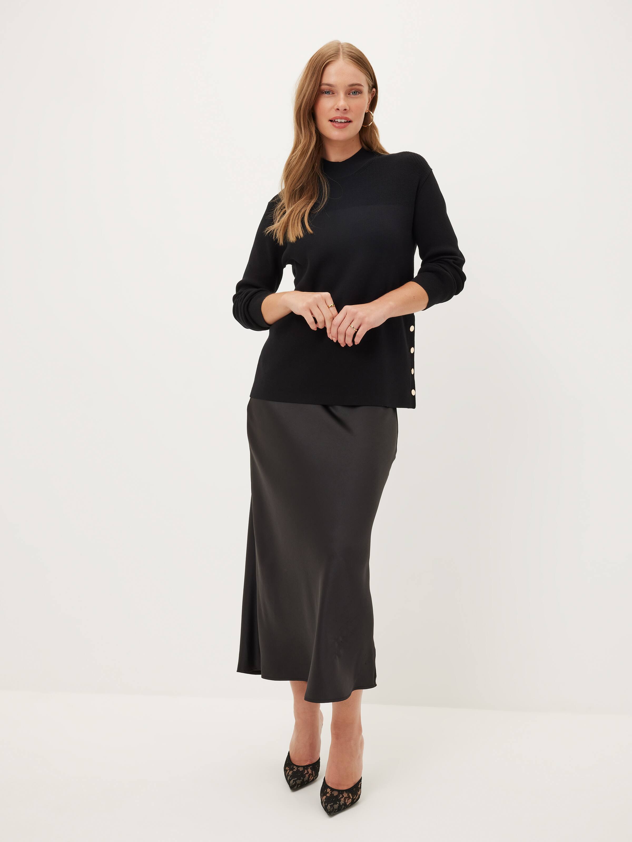 Kayla Side Button Crew Knit