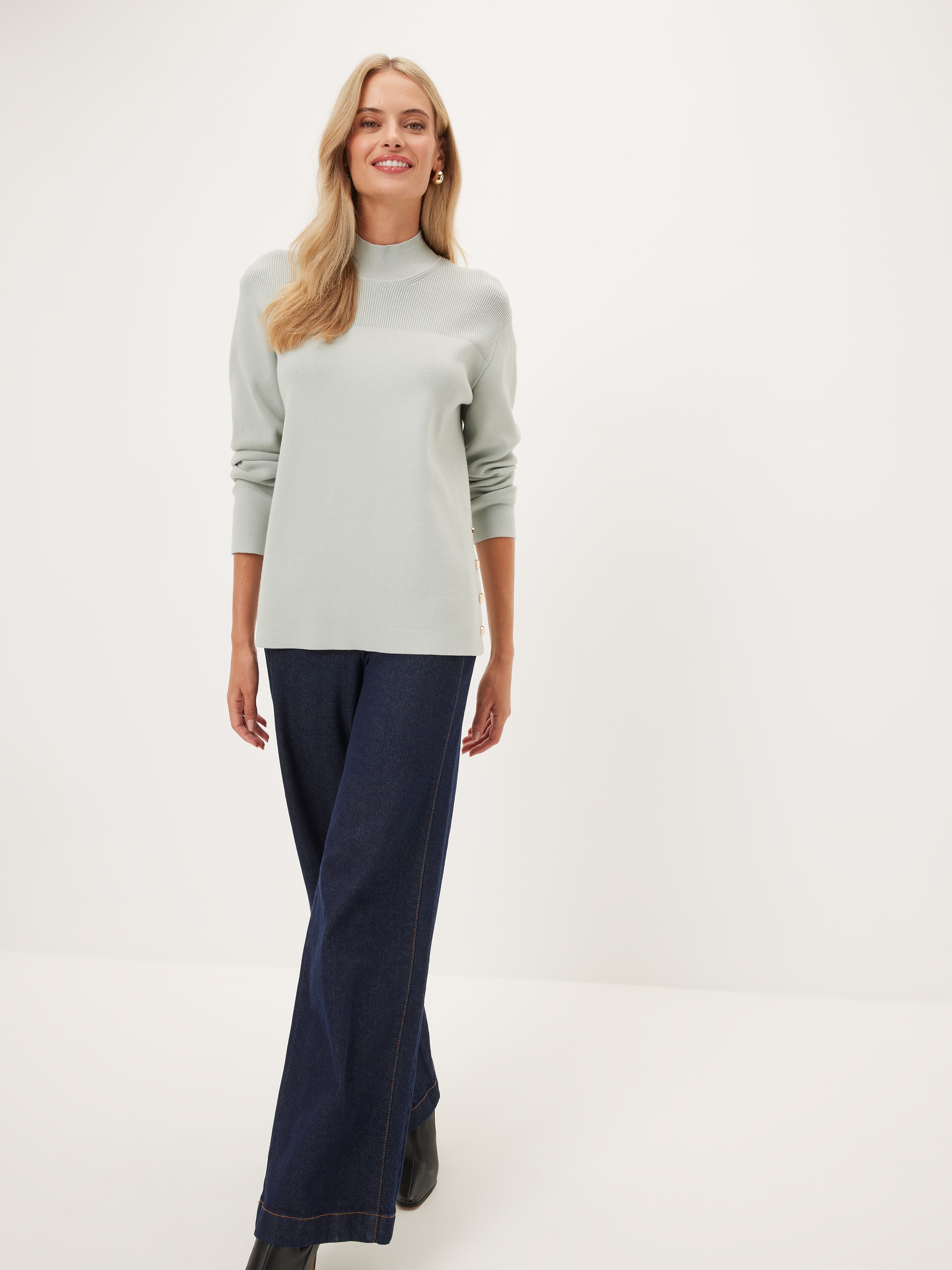 Kayla Side Button Crew Knit