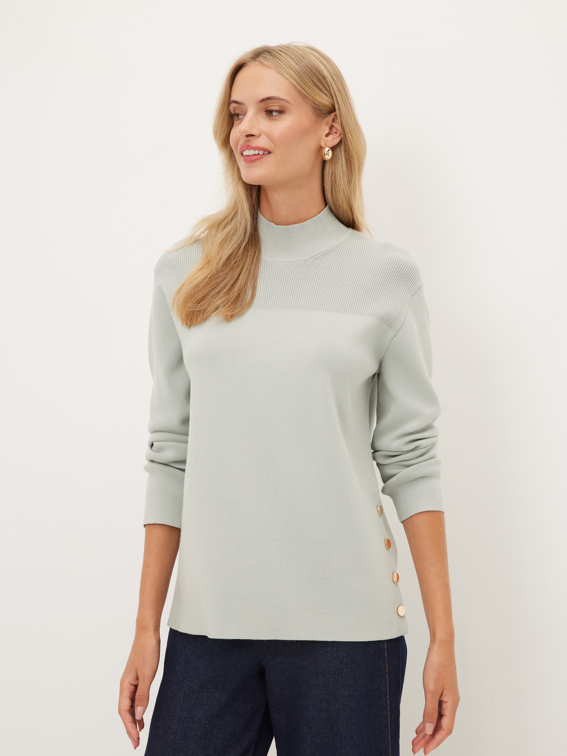 Kayla Side Button Crew Knit