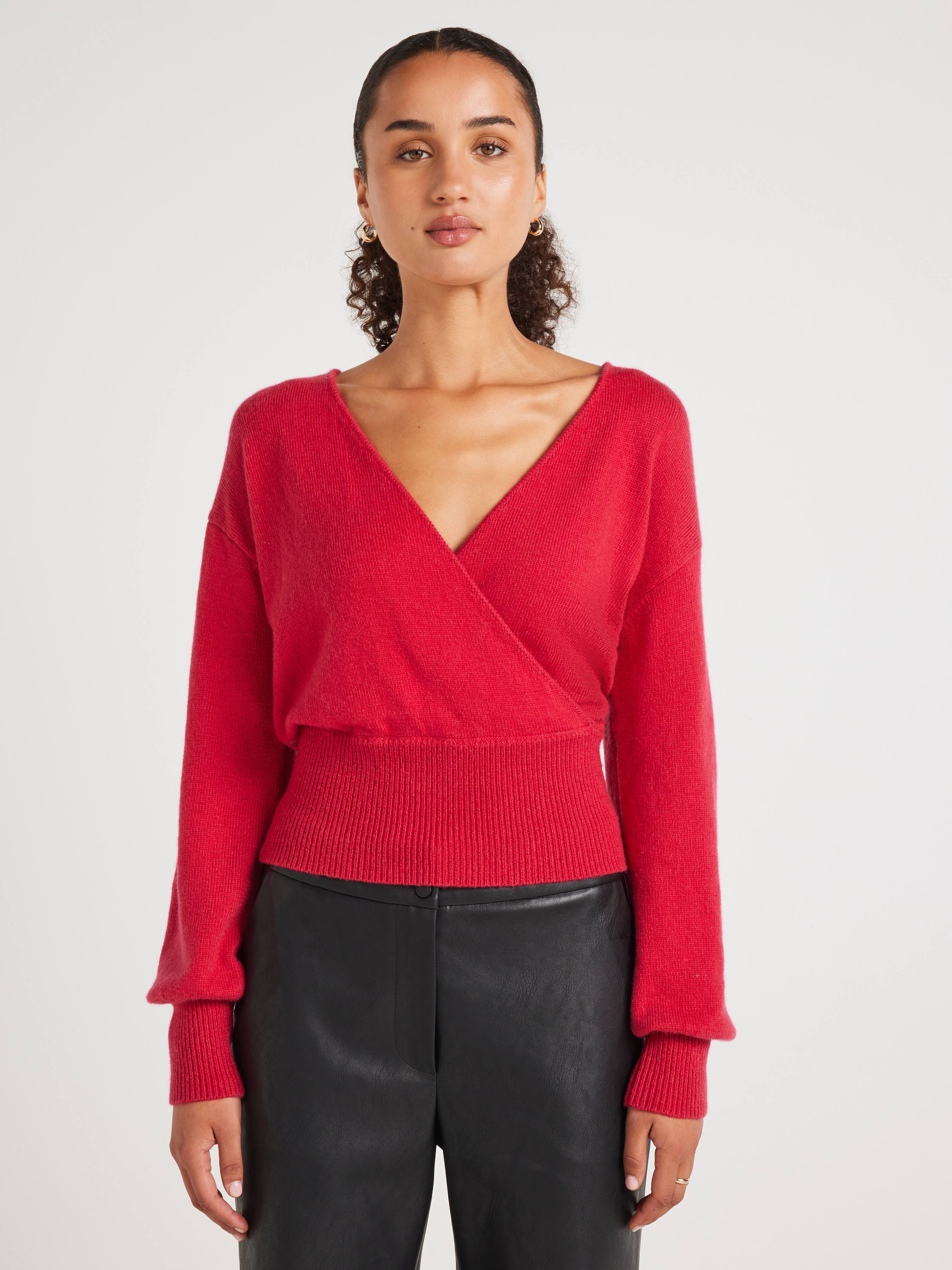 Penny Wrap Over Long Sleeve Knit
