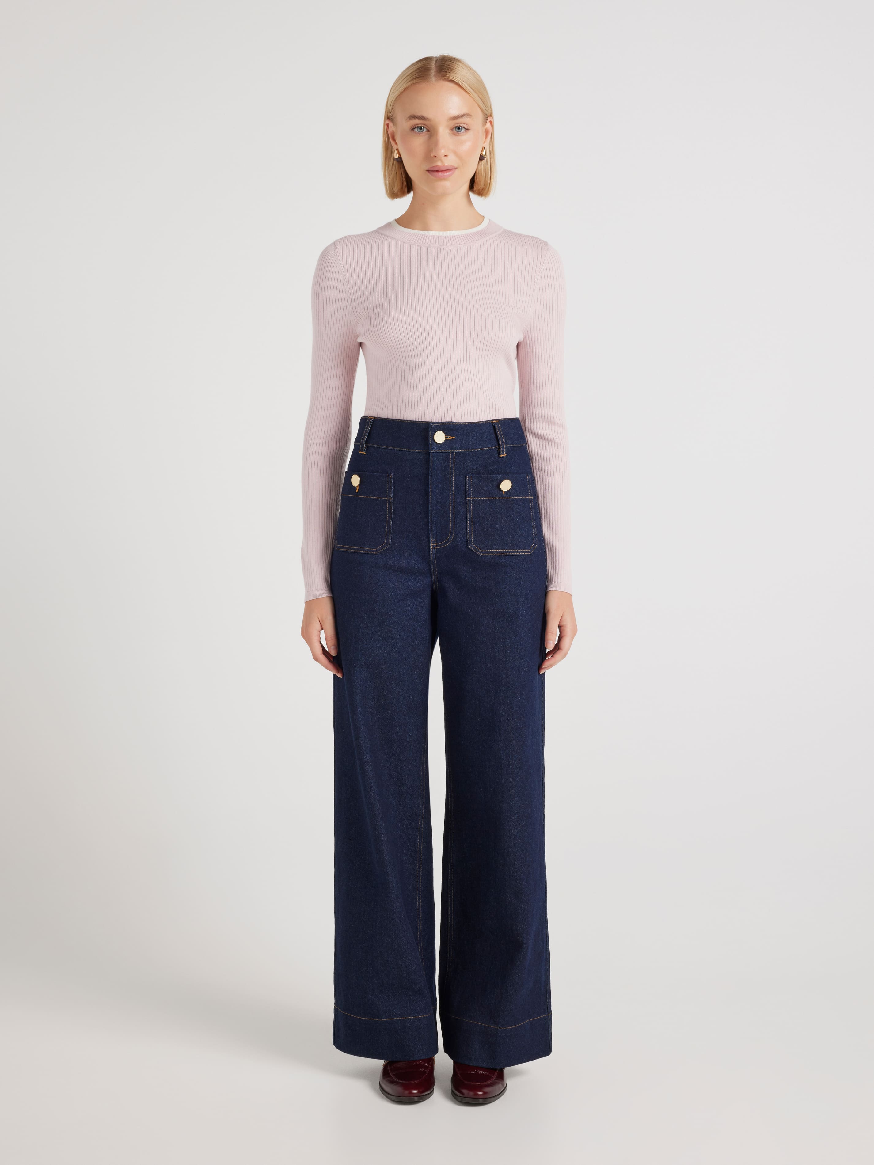 Layla Contrast Ribbed Long Sleeve Knit