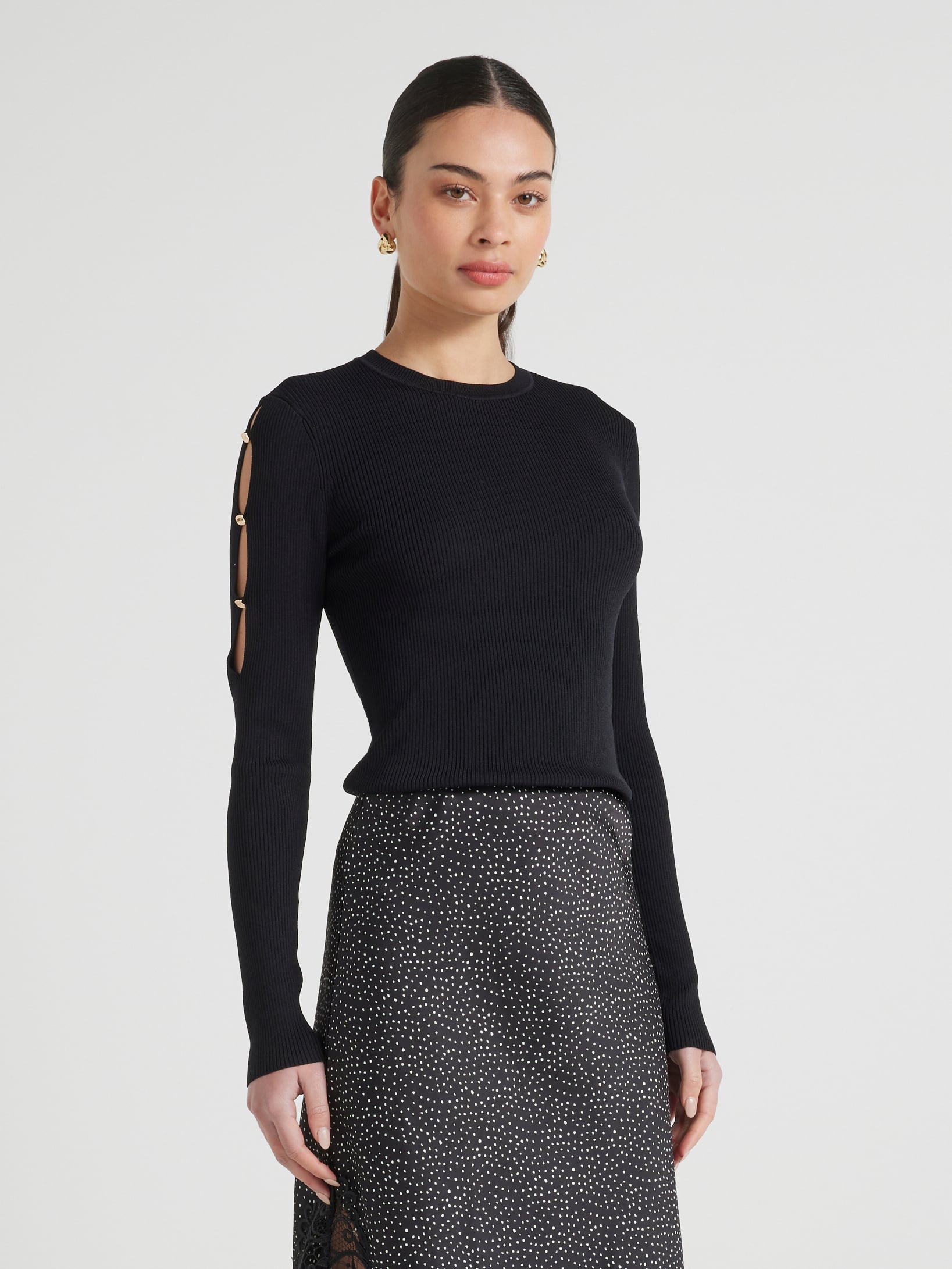 Holly Cut Out Shoulder Long Sleeve Knit